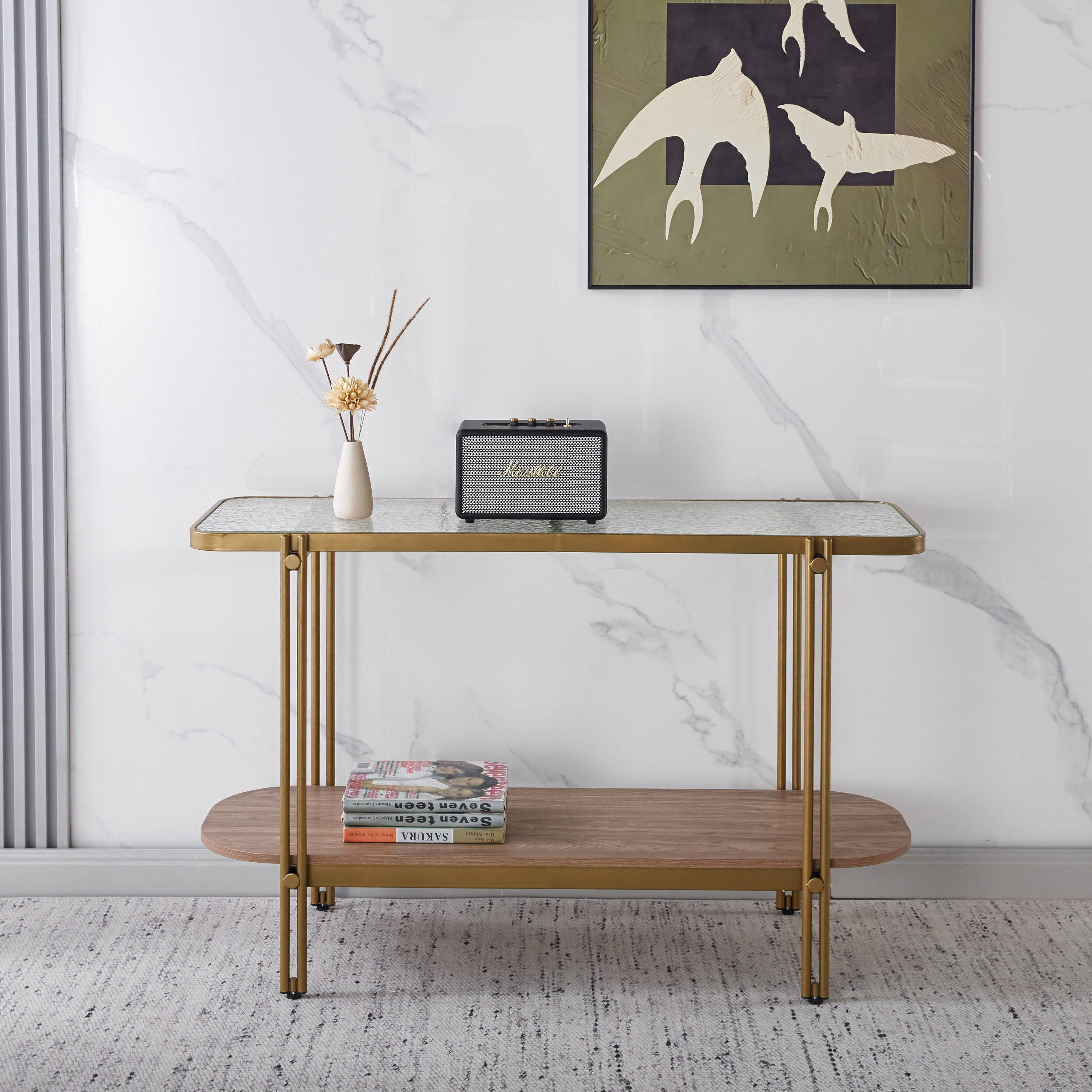 Leroy Glass Top Console Table with Shelf-hbxfurniture-tablesandstands-consoletables-image-2