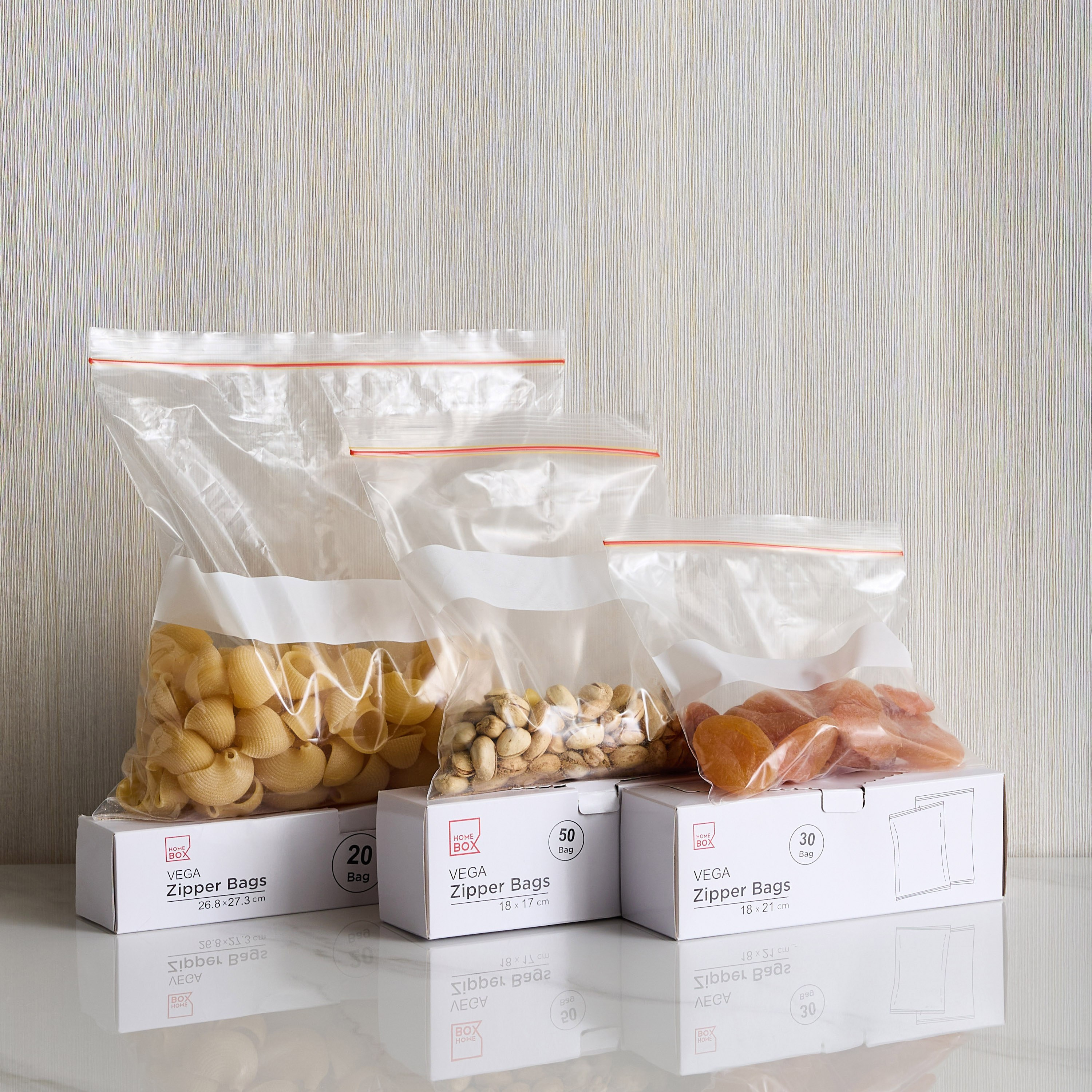طقم أكياس قابلة لإعادة الإغلاق بسحاب 20 قطعة من فيجا - 27x27 سم-hbxhomeware-hbxkitchen-image-4