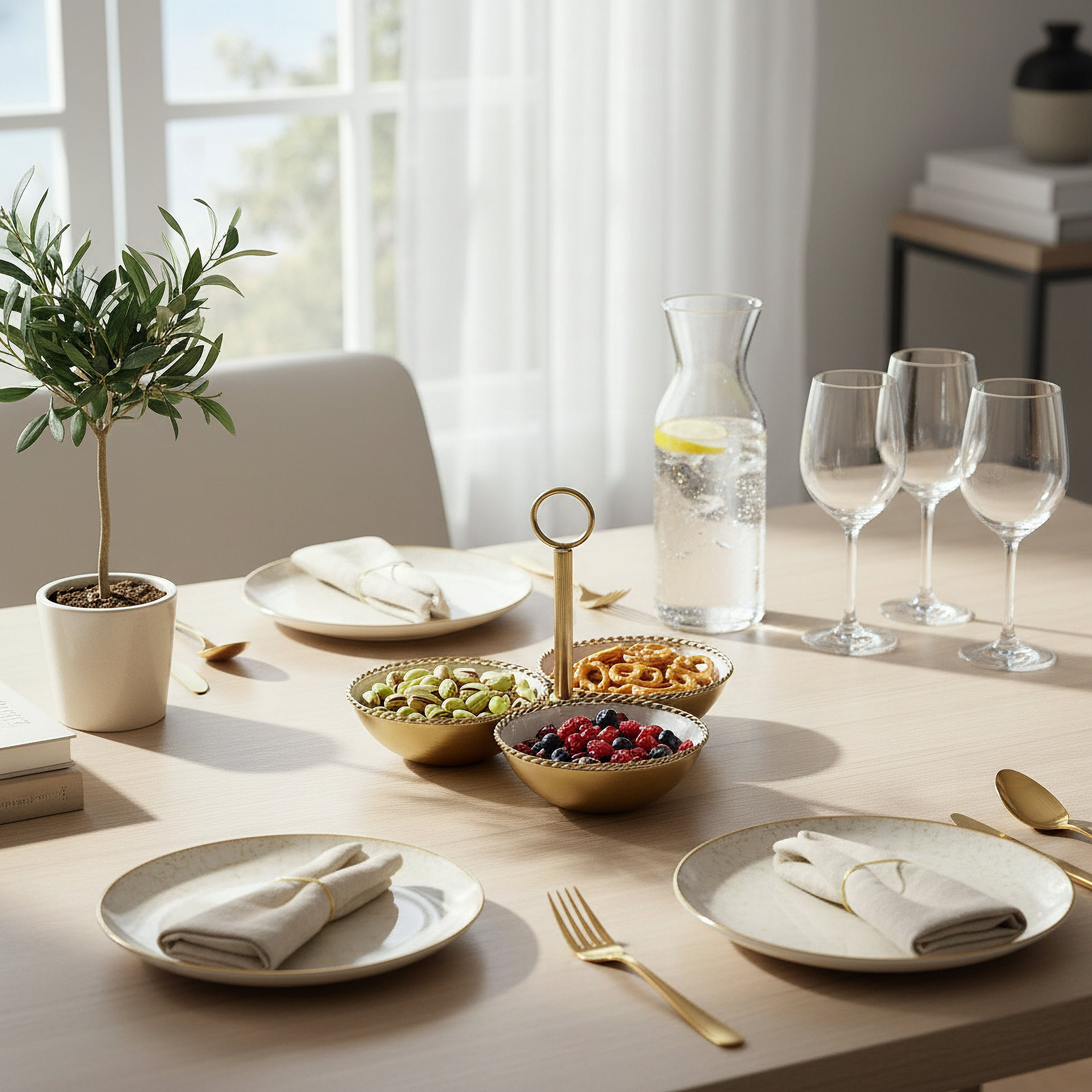 طبق تقديم حلويات ثلاثة أقسام من ليرا - 25x25x14 سم-hbxdecorandfurnishings-tabletop-serveware-image-4