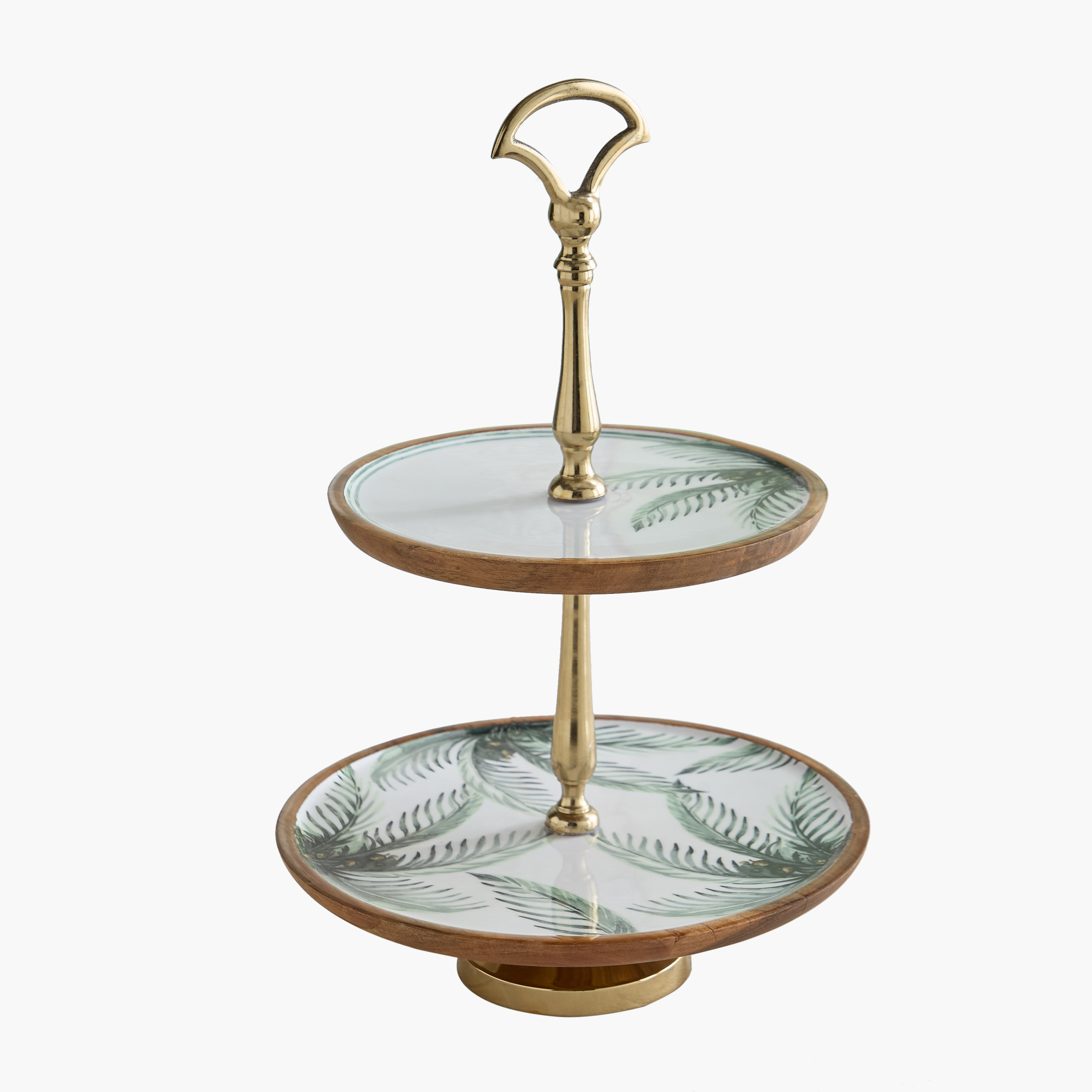 Palm Leaf 2-Tier Wooden Platter - 26.5x26.5x35.5 cm-hbxdecorandfurnishings-tabletop-serveware-image-6