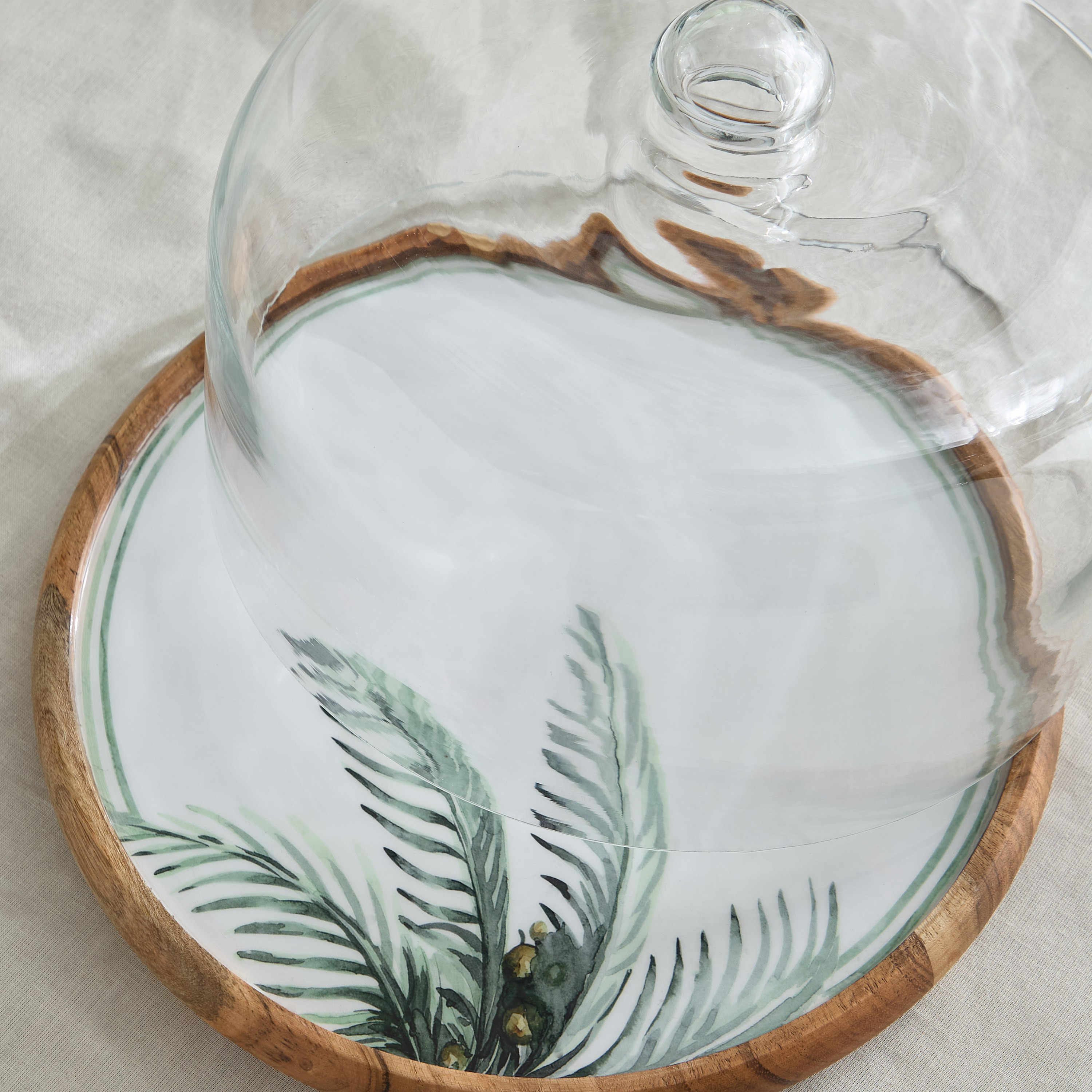 Palm Leaf Wooden Cake Dome - 32x32x18 cm-hbxdecorandfurnishings-tabletop-serveware-image-3