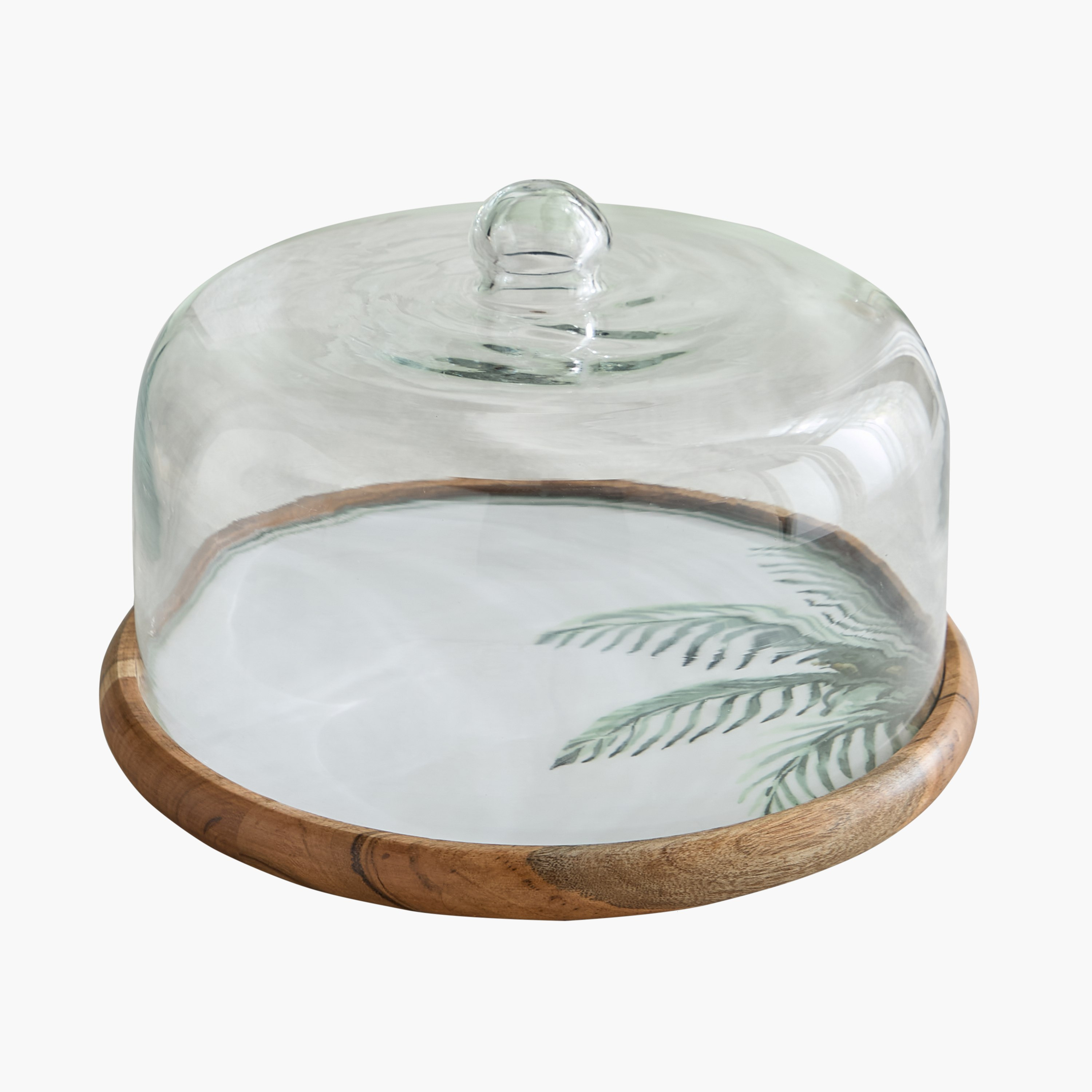 Palm Leaf Wooden Cake Dome - 32x32x18 cm-hbxdecorandfurnishings-tabletop-serveware-image-5