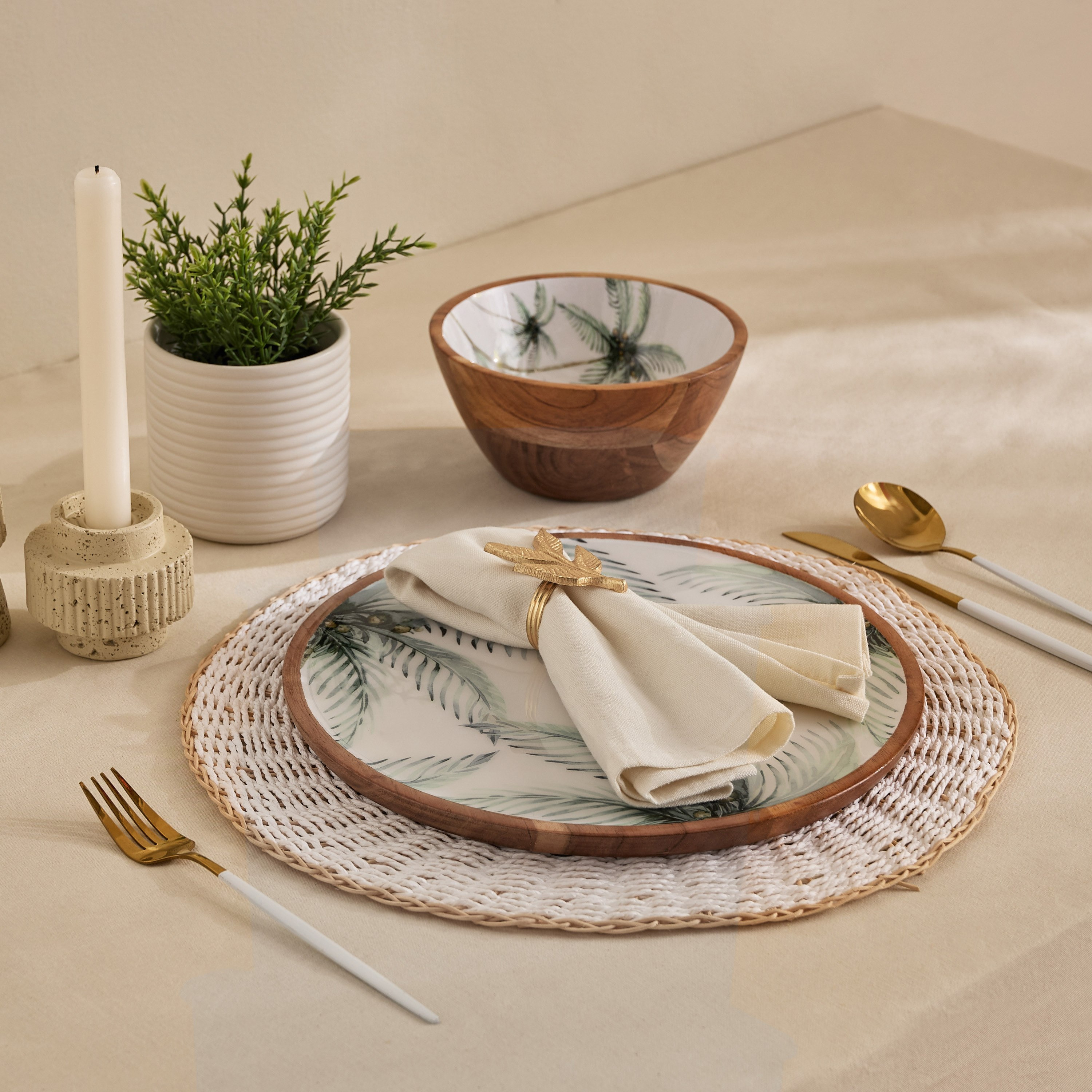 وعاء تقديم خشبي بتصميم أوراق من بالم - 17x17x8 سم-hbxdecorandfurnishings-tabletop-crockery-image-5