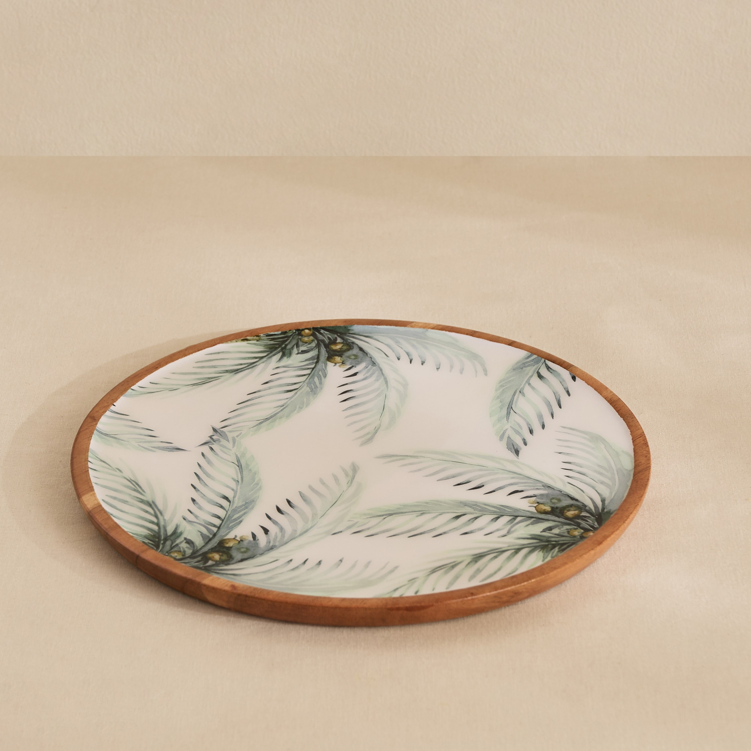 Palm Leaf Wooden Platter - 27x27x1.5 cm-hbxdecorandfurnishings-tabletop-crockery-image-1