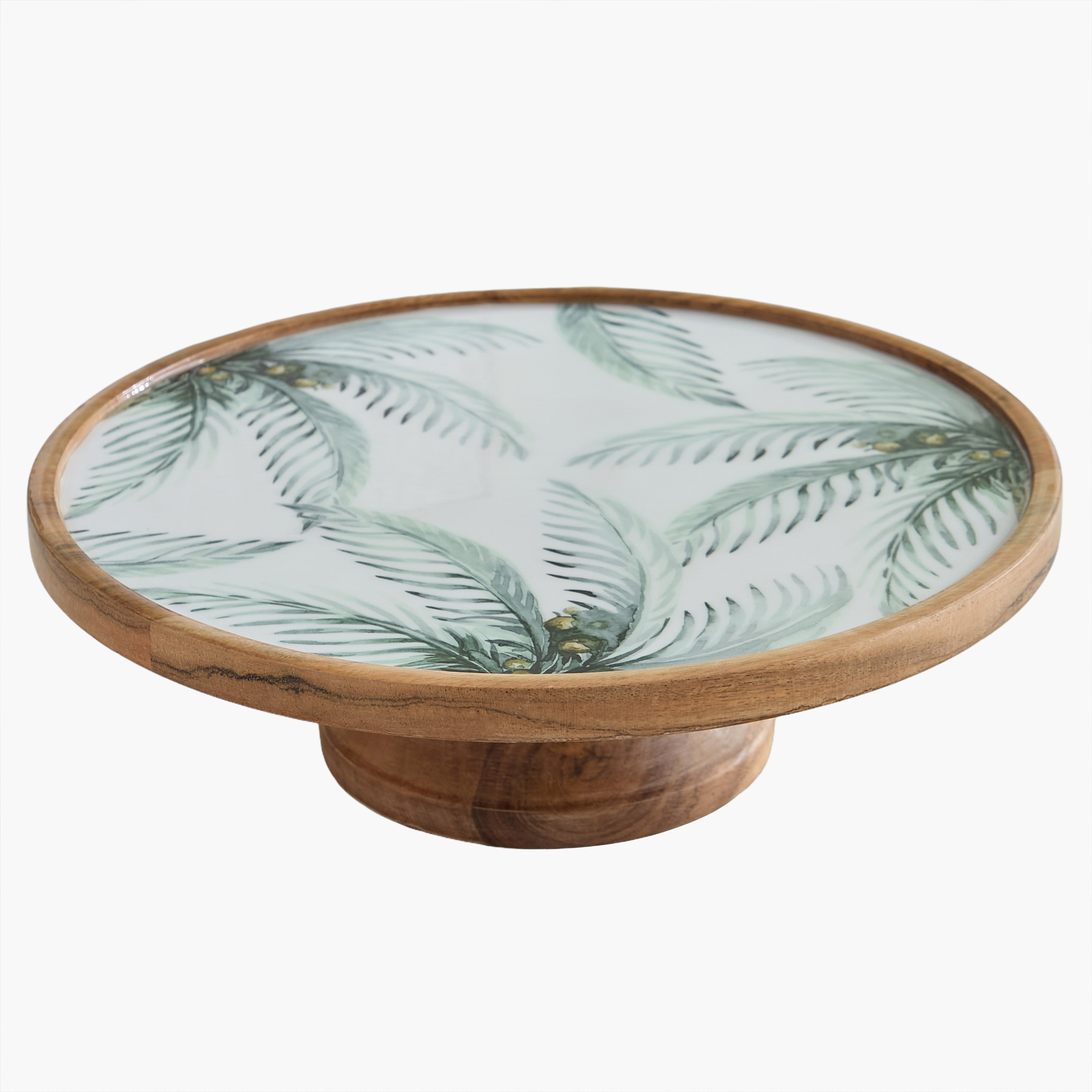 قاعدة تقديم بيديستال خشبية بتصميم سعف نخيل من بالم - 26.5x26.5x10 سم-hbxdecorandfurnishings-tabletop-serveware-image-6