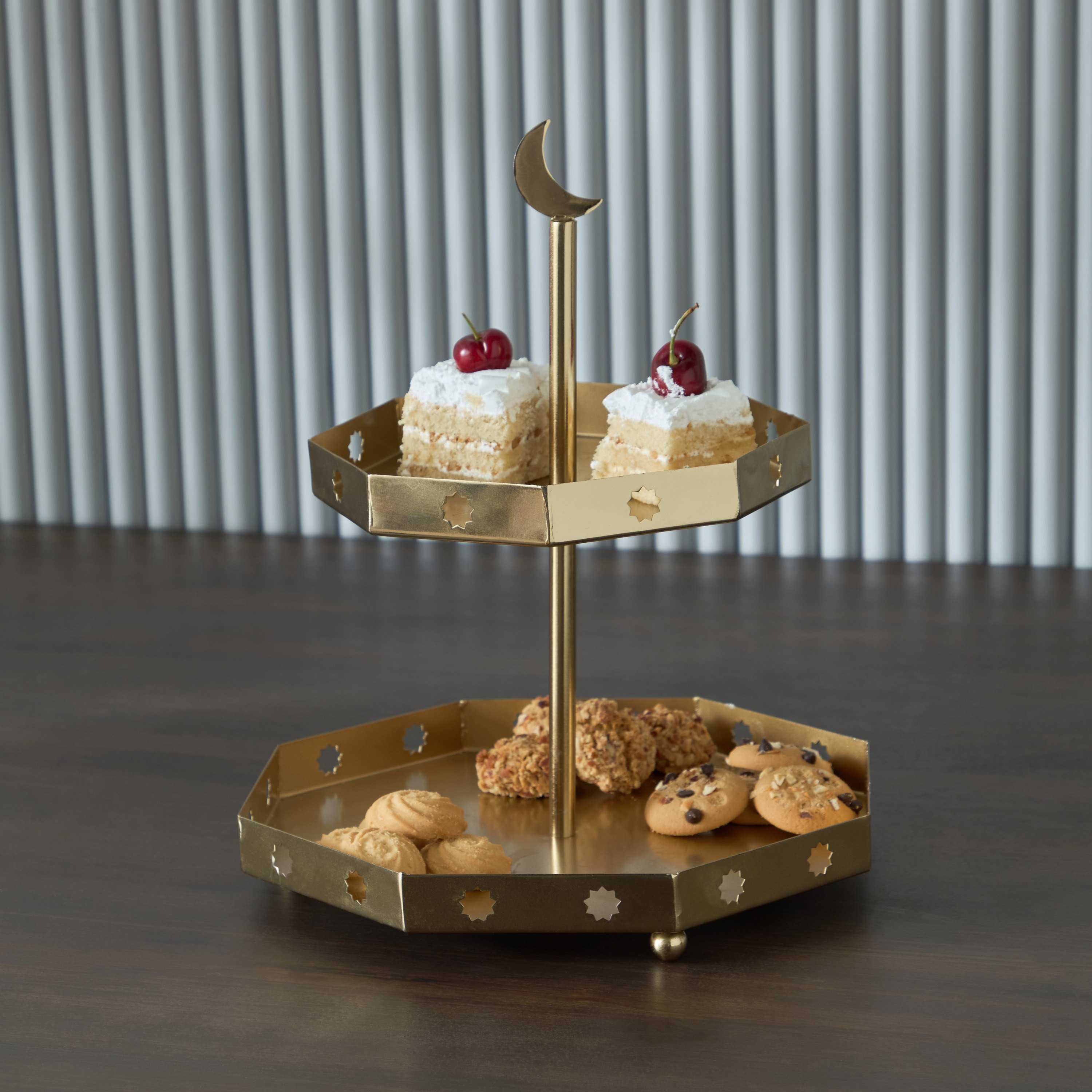 Layali Noor 2-Tier Cake Stand - 27x27x32 cm-hbxdecorandfurnishings-tabletop-serveware-image-1