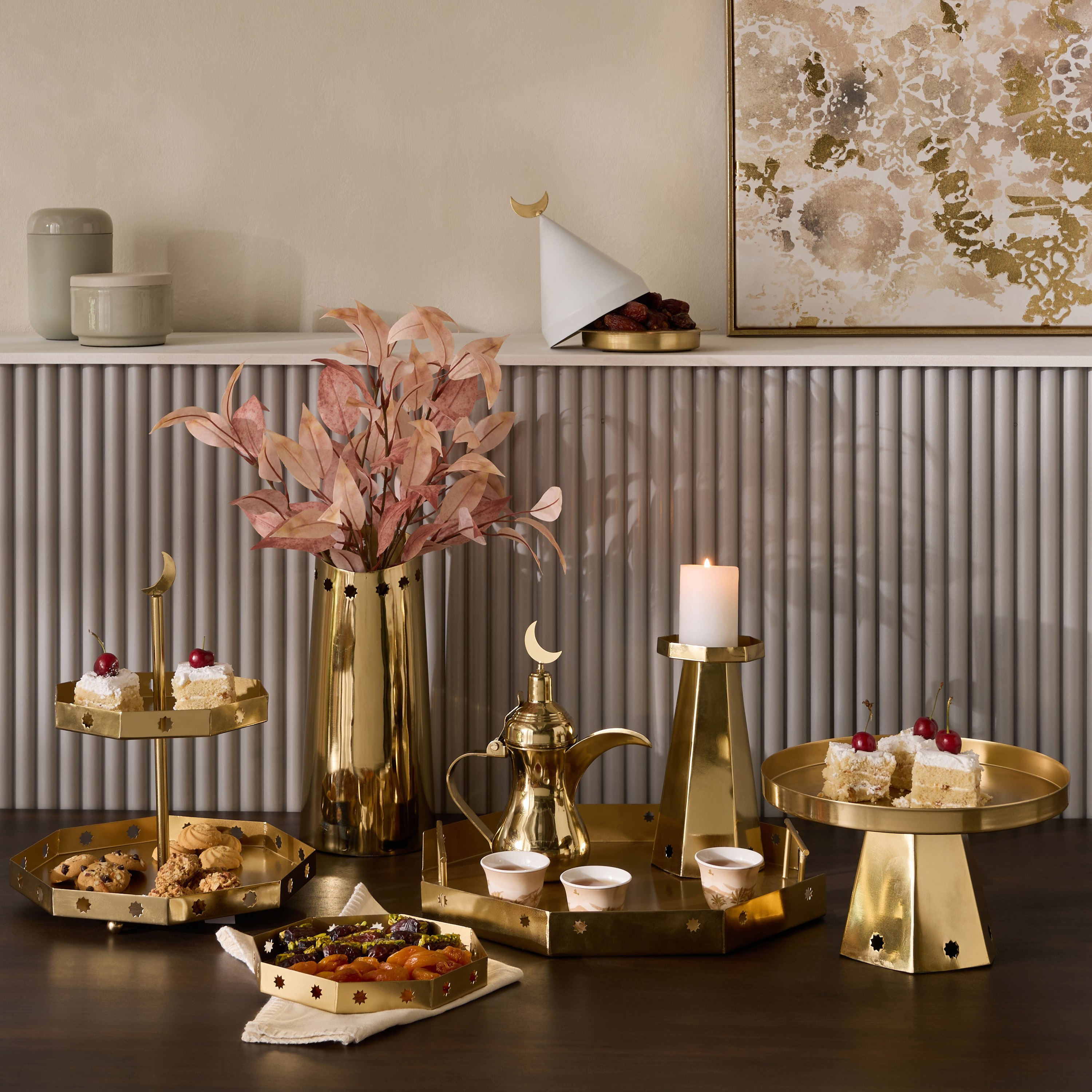 Layali Noor 2-Tier Cake Stand - 27x27x32 cm-hbxdecorandfurnishings-tabletop-serveware-image-4