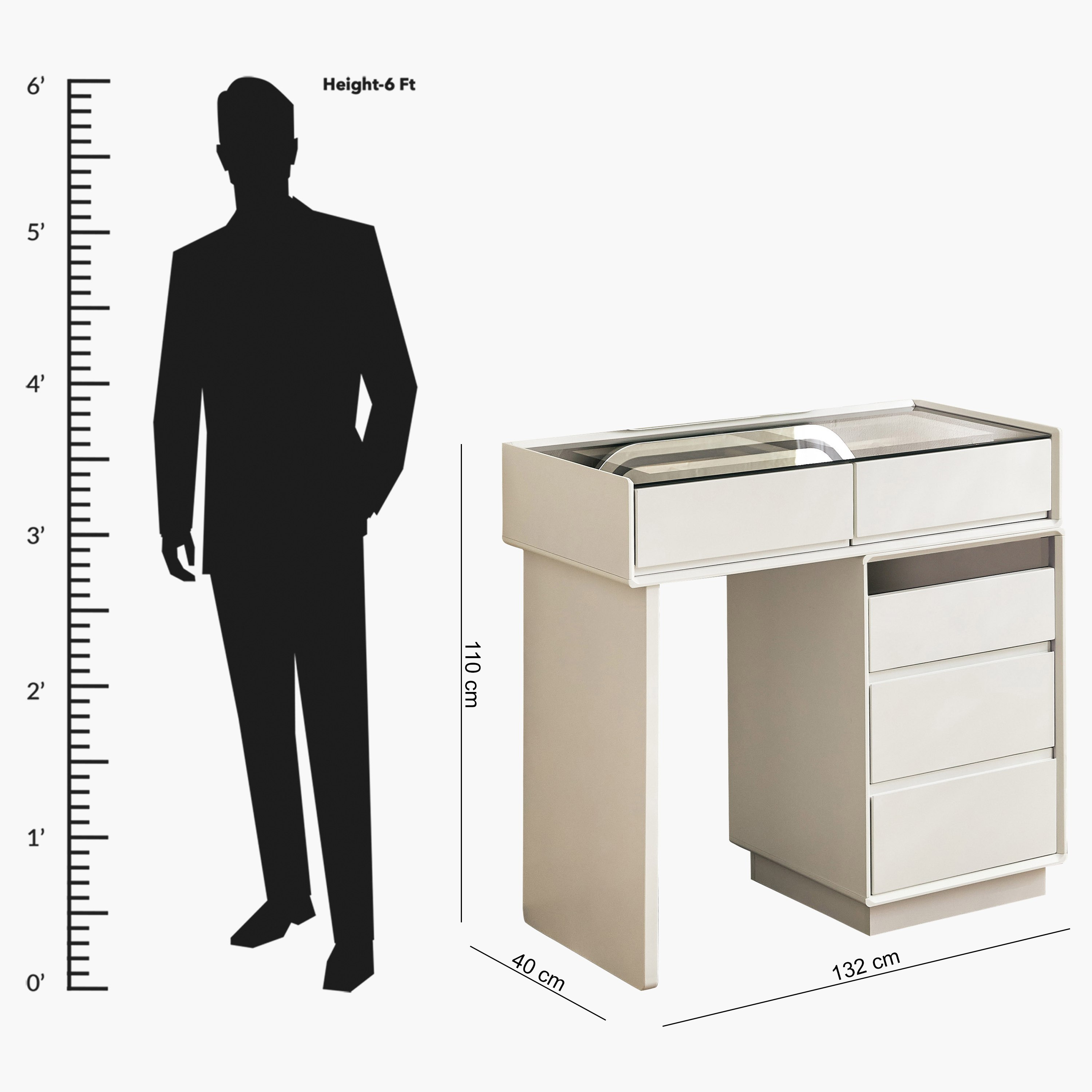 Marwell Modena Smart Dresser Makeup Cabinet with 5 Drawers and Mirror-hbxfurniture-bedroom-dressersandmirrors-image-11