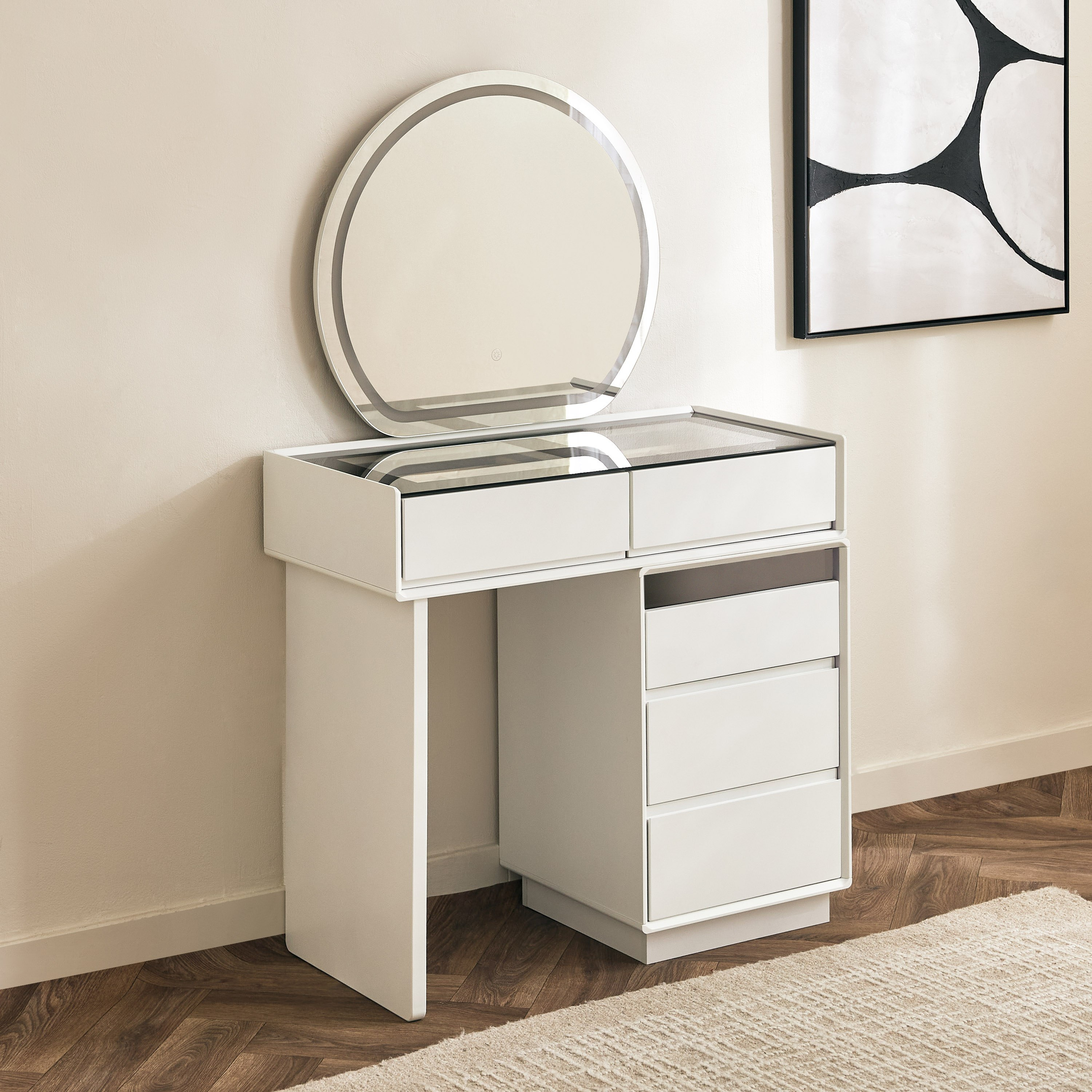 Marwell Modena Smart Dresser Makeup Cabinet with 5 Drawers and Mirror-hbxfurniture-bedroom-dressersandmirrors-image-3