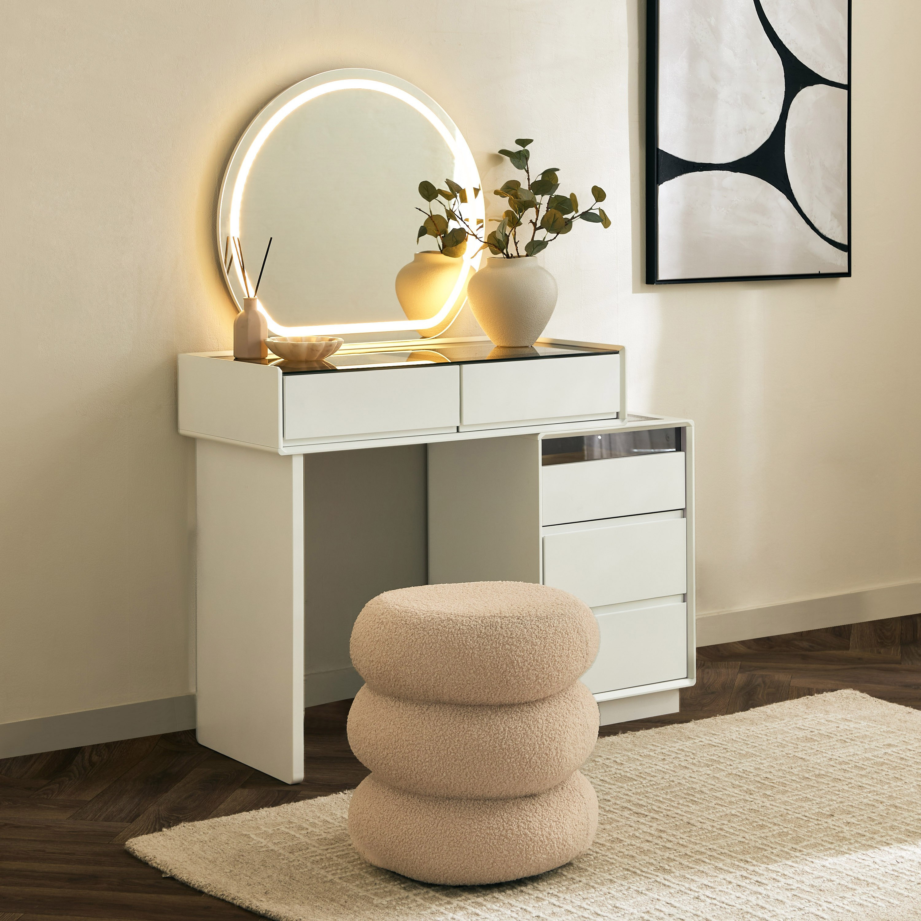 Marwell Modena Smart Dresser Makeup Cabinet with 5 Drawers and Mirror-hbxfurniture-bedroom-dressersandmirrors-image-8