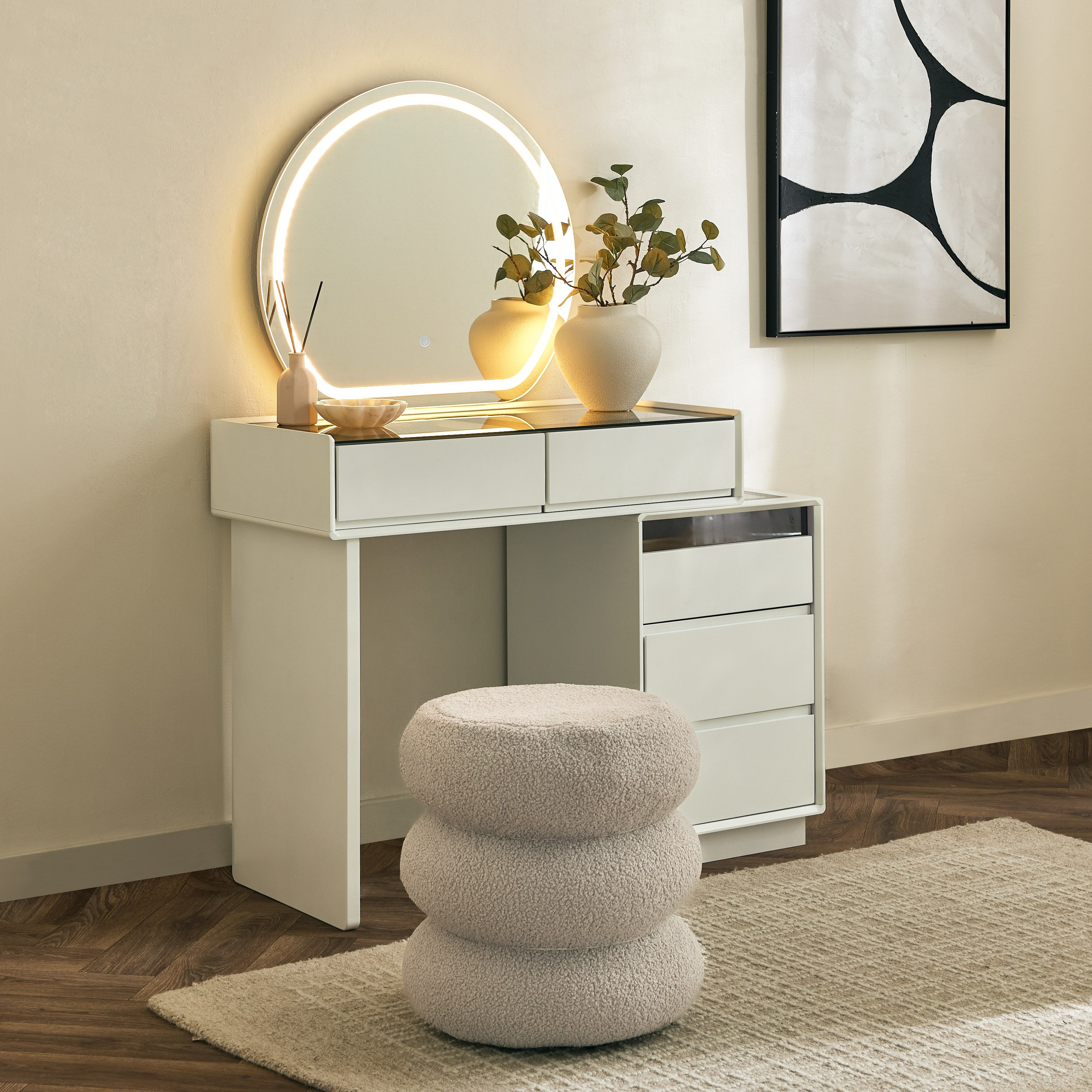 Marwell Modena Smart Dresser Makeup Cabinet with 5 Drawers and Mirror-hbxfurniture-bedroom-dressersandmirrors-image-9
