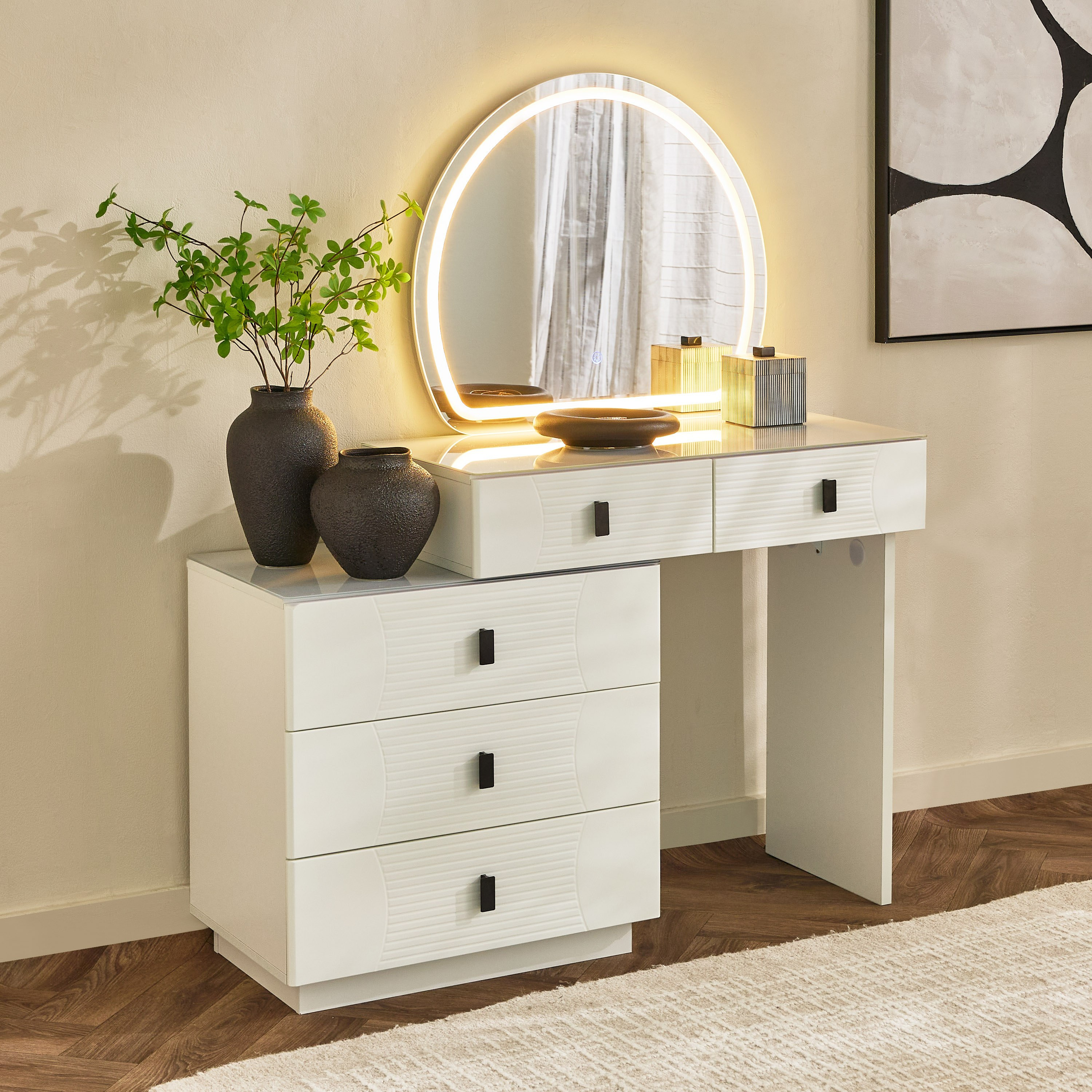 Marwell Vasto Smart Dresser with 5 Drawers and Mirror-hbxfurniture-bedroom-dressersandmirrors-image-1
