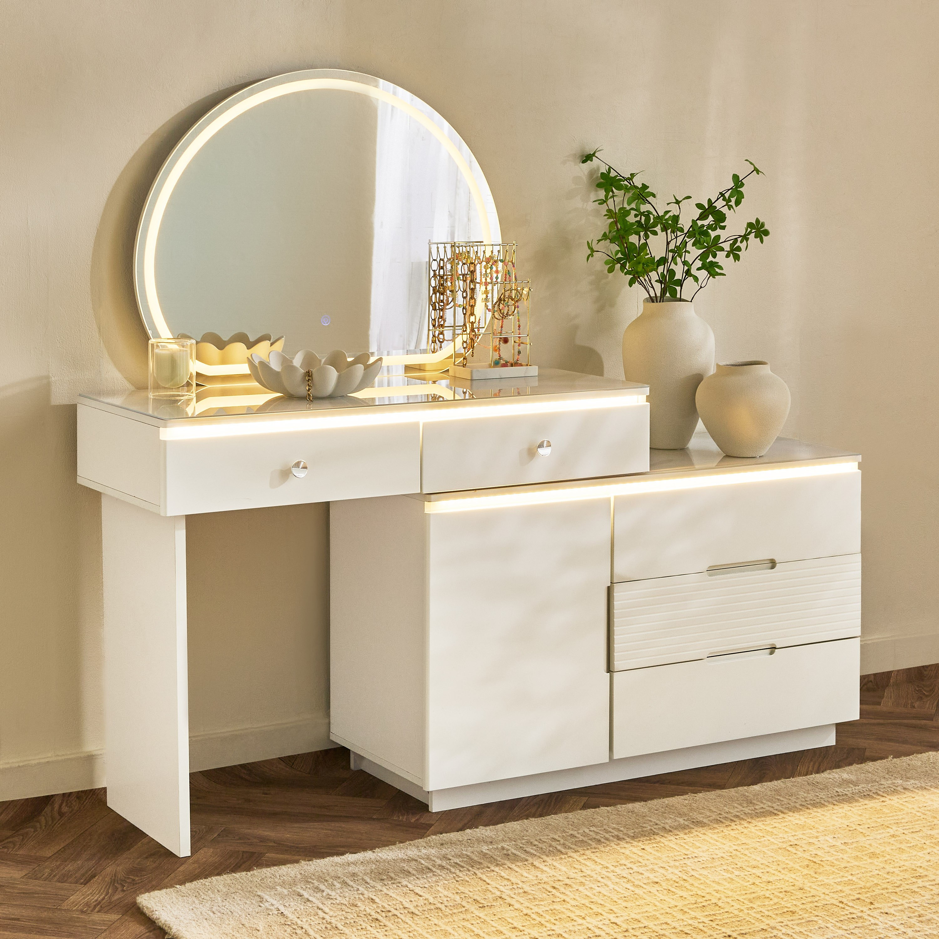 Marwell Ray 5-Drawer Smart Dresser with Mirror-hbxfurniture-bedroom-dressersandmirrors-image-1