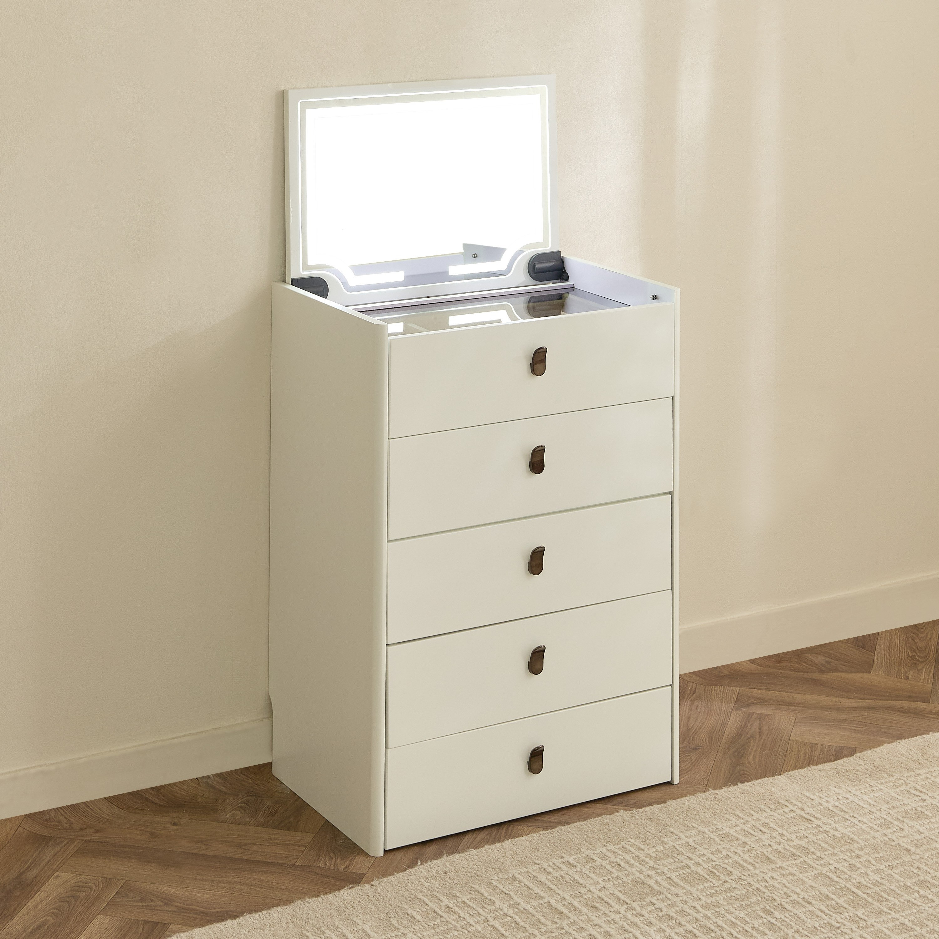 Marwell Compacto Smart 5-Drawer Dressing Table Makeup Cabinet with Mirror-hbxfurniture-bedroom-dressersandmirrors-image-2