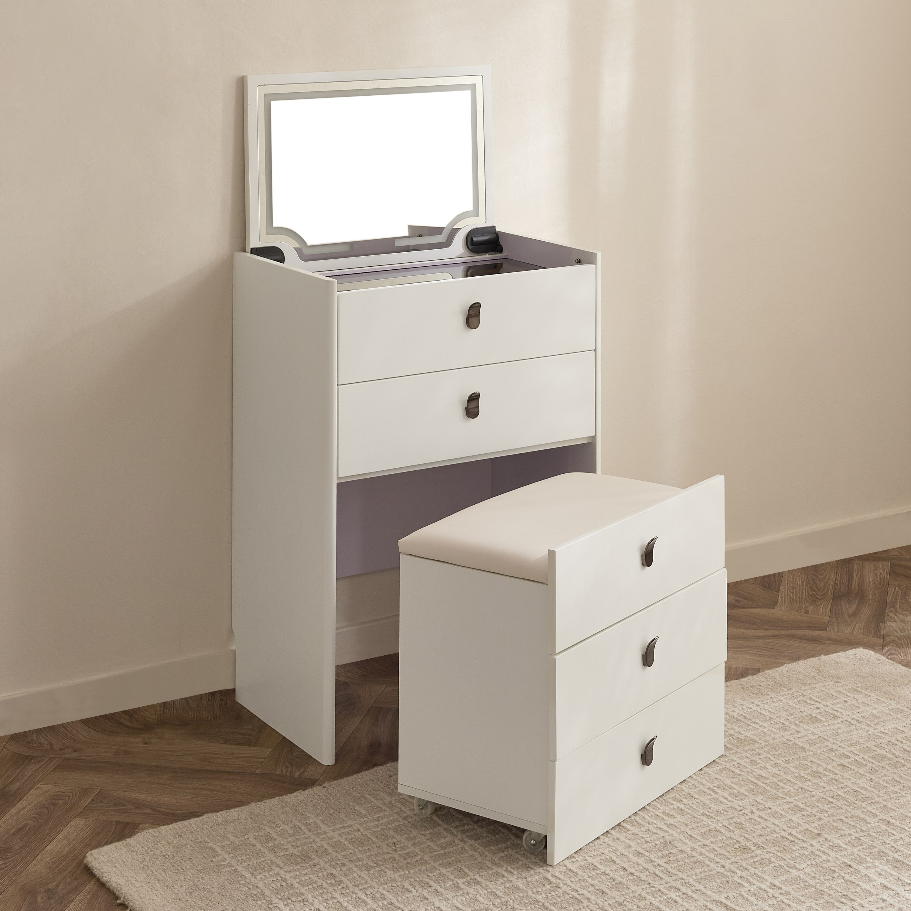 Marwell Compacto Smart 5-Drawer Dressing Table Makeup Cabinet with Mirror-hbxfurniture-bedroom-dressersandmirrors-image-5