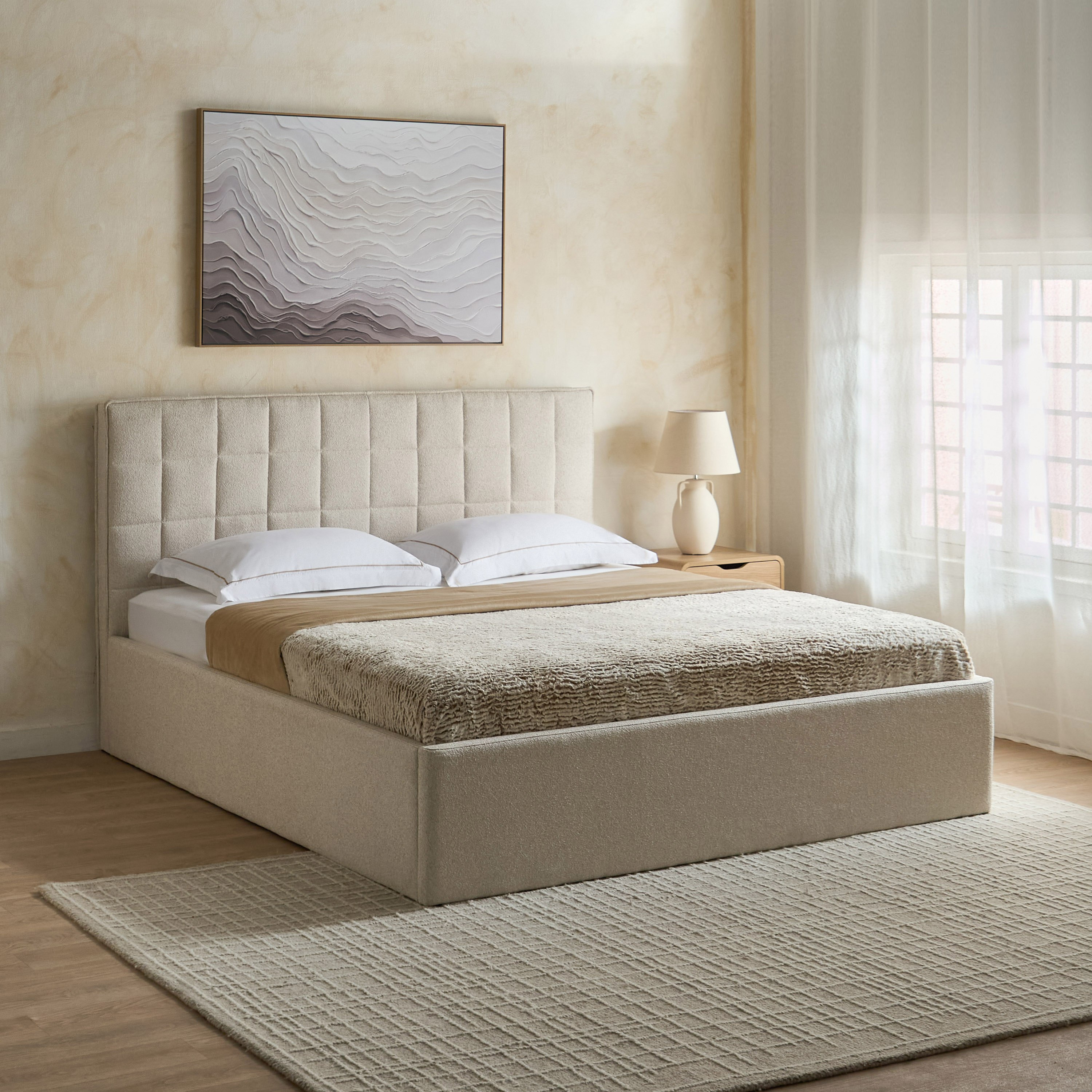 سرير كوين منجّد بتخزين هيدروليكي نورديكا ألتيما من موڤو - 160×200 سم-hbxbedroom-bedsandbedsets-beds-queen-image-1