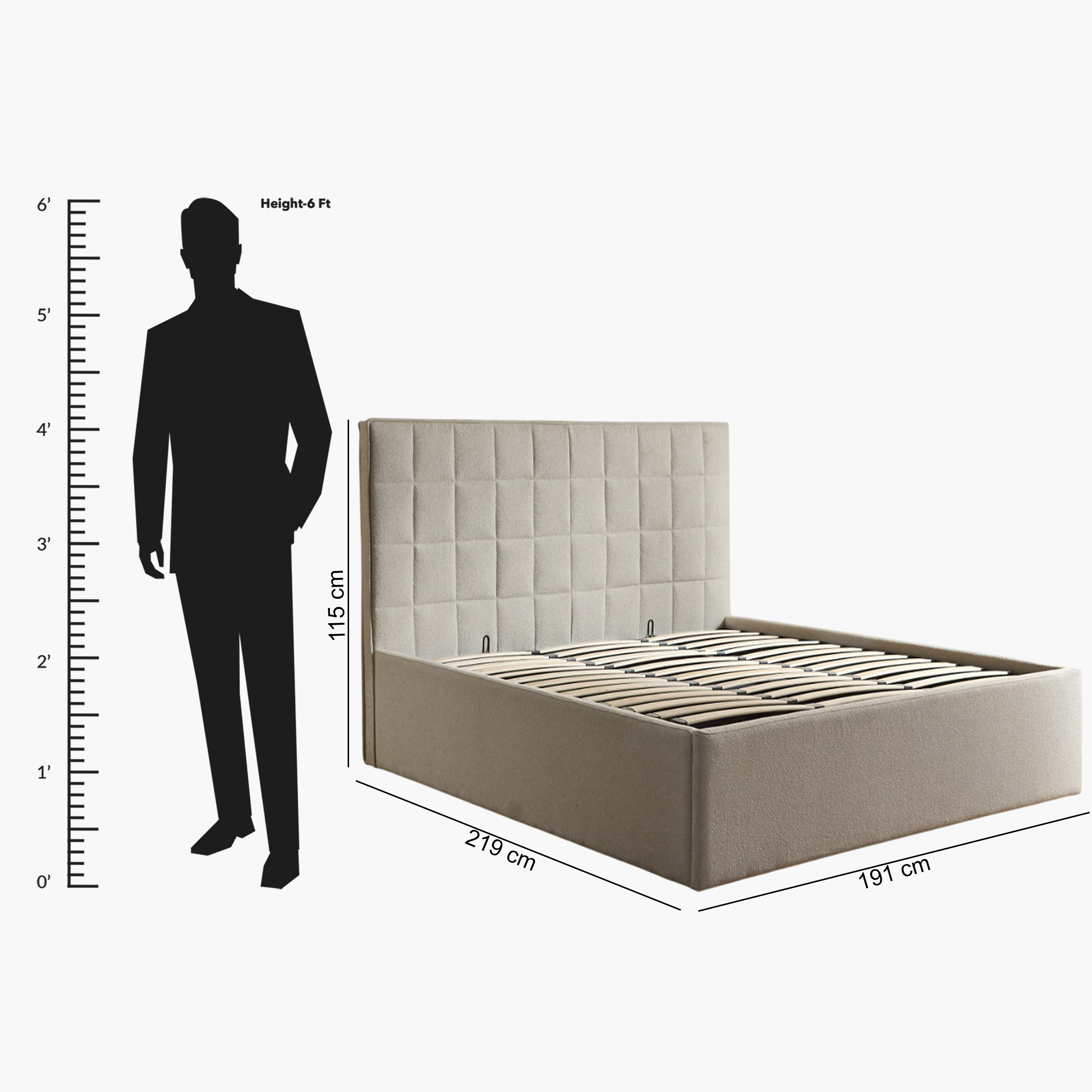 Movo Nordica Ultima Upholstered Hydraulic Storage King Bed - 180x200 cm-hbxfurniture-bedsandbedsets-beds-king-image-11