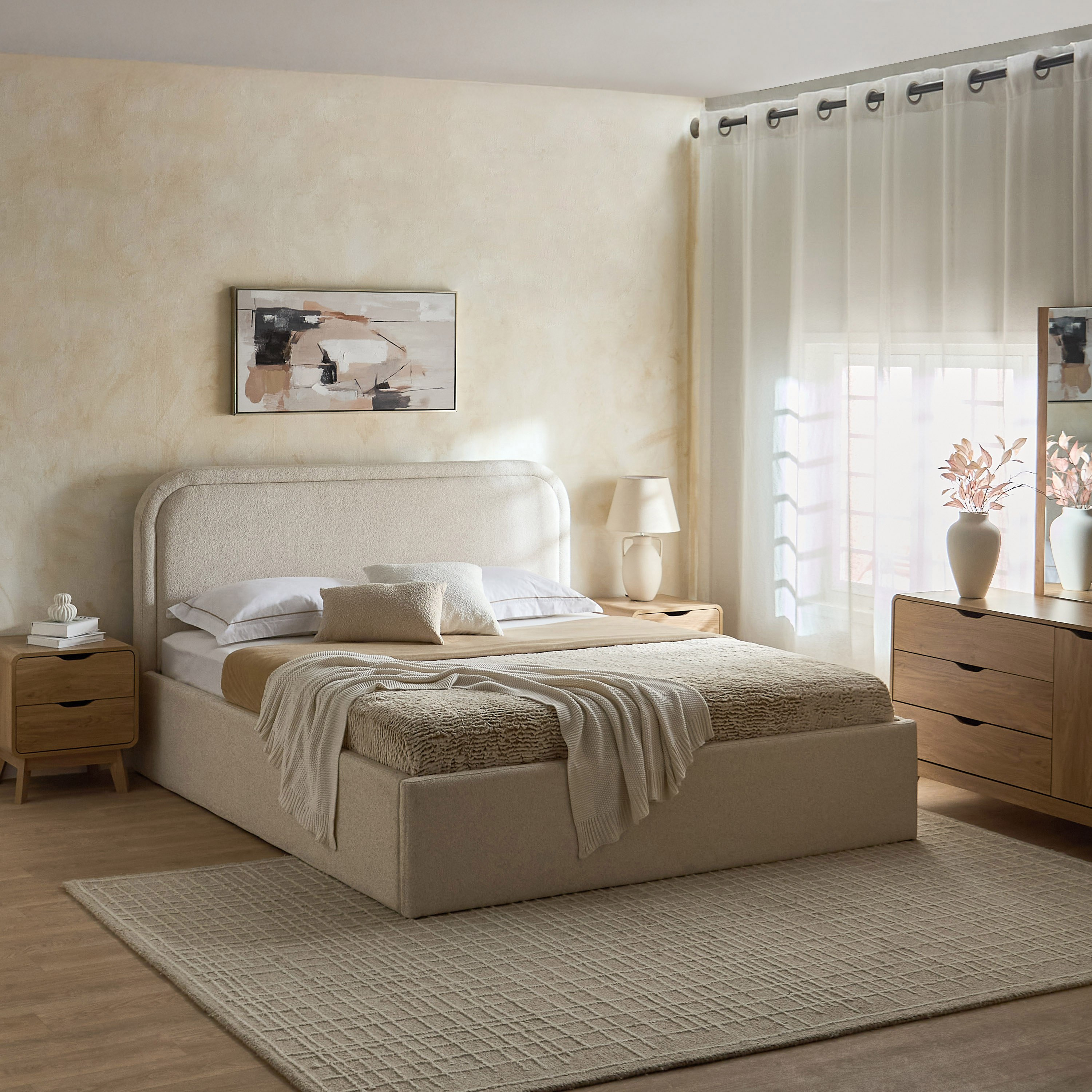 Movo Nordica Opal Upholstered Hydraulic Storage King Bed - 180x200 cm-hbxfurniture-bedsandbedsets-beds-king-image-10