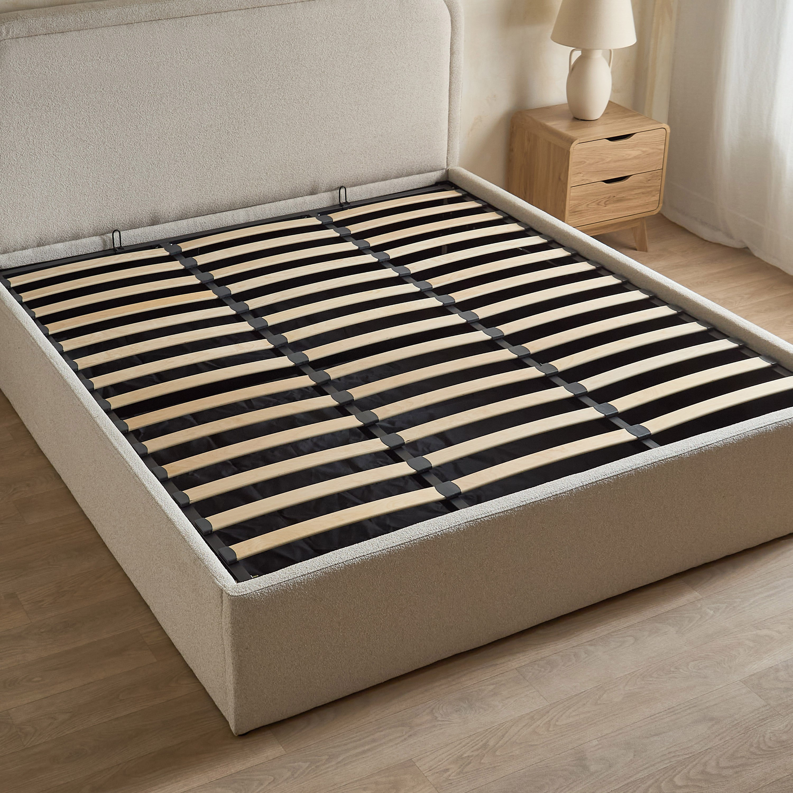 Movo Nordica Opal Upholstered Hydraulic Storage King Bed - 180x200 cm-hbxfurniture-bedsandbedsets-beds-king-image-9