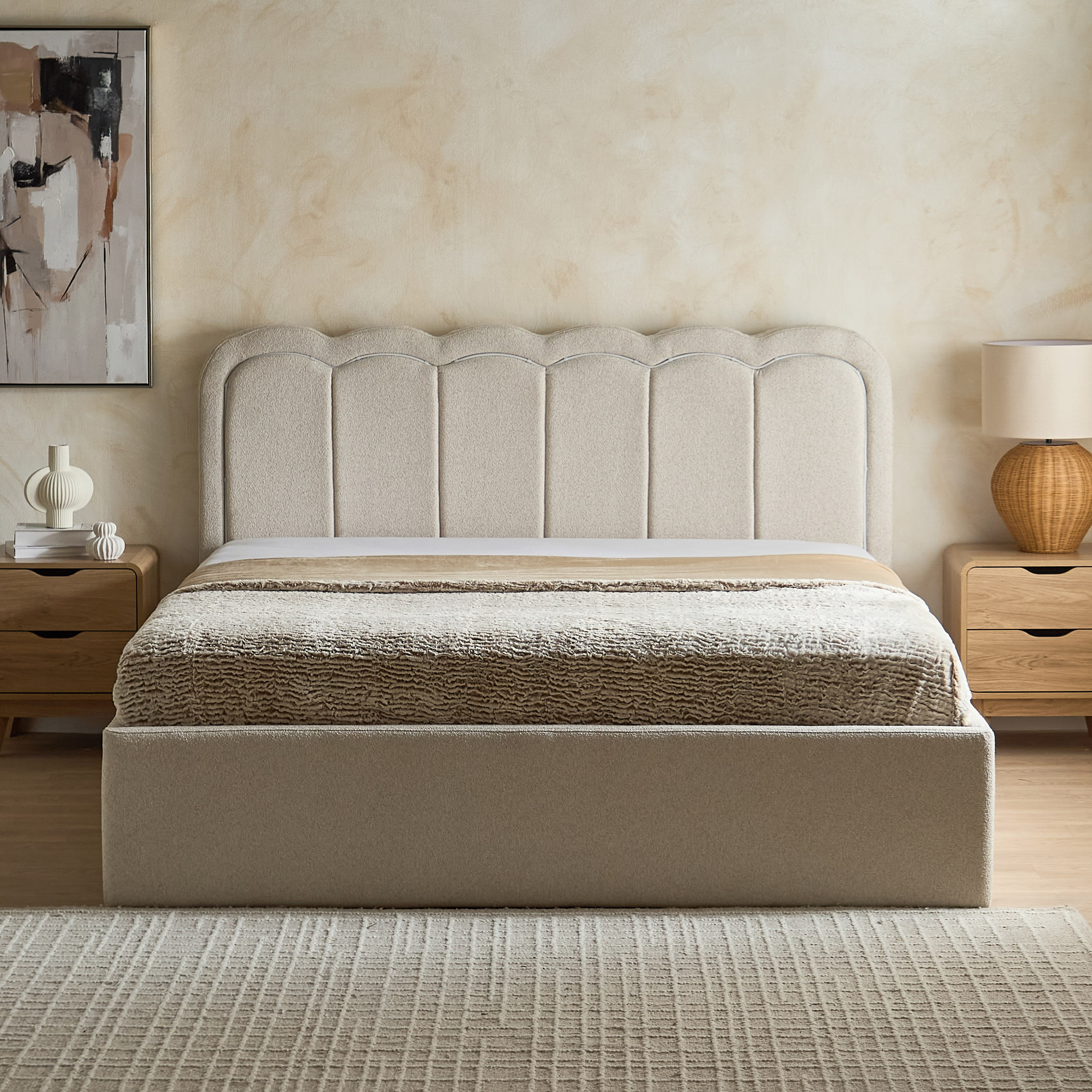 Movo Island Luxen Smart Upholstered King Bed - 180x200 cm-hbxfurniture-bedsandbedsets-beds-king-image-3