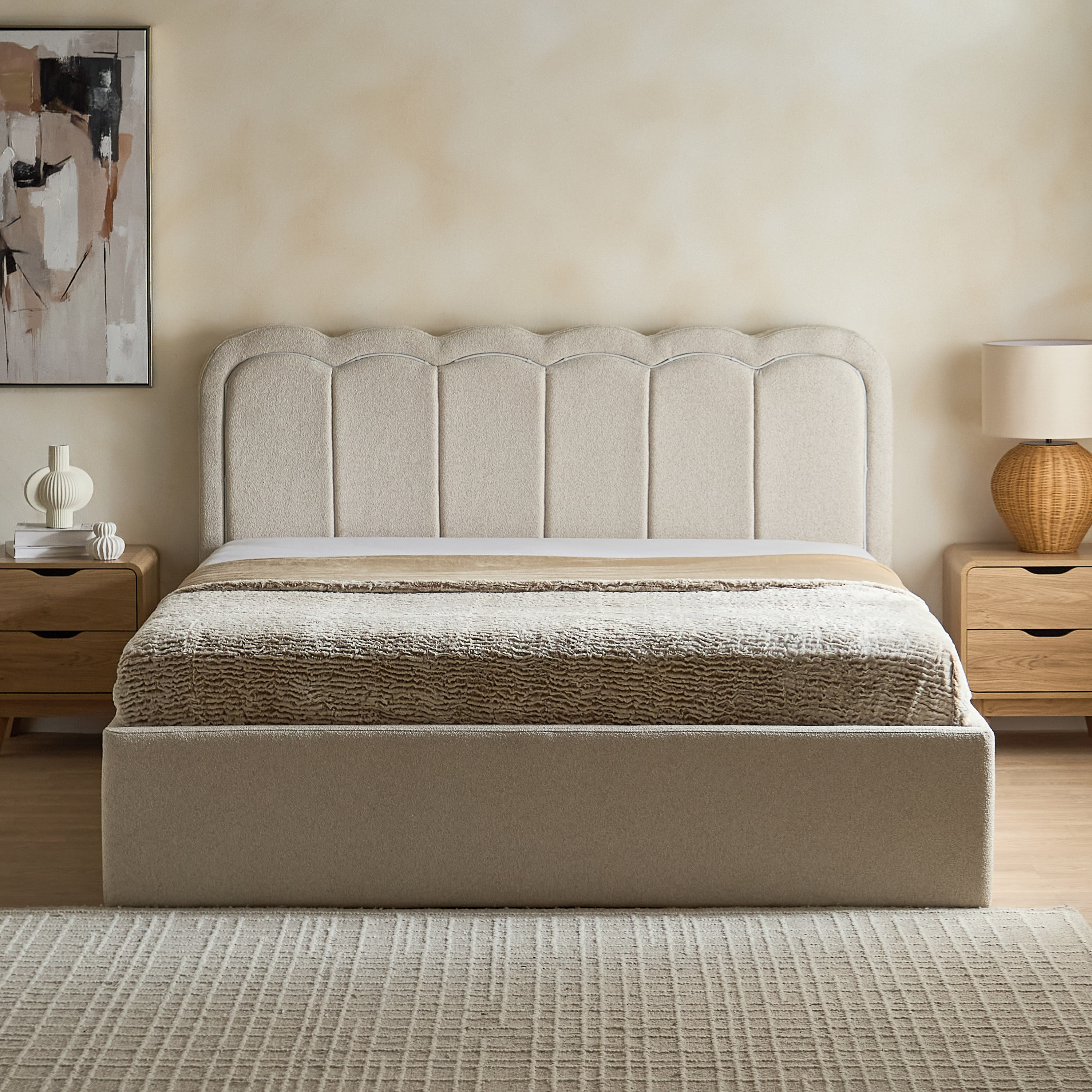 Movo Nordica Luxen Smart Upholstered Hydraulic Storage King Bed - 180x200 cm-hbxfurniture-bedsandbedsets-beds-king-image-3