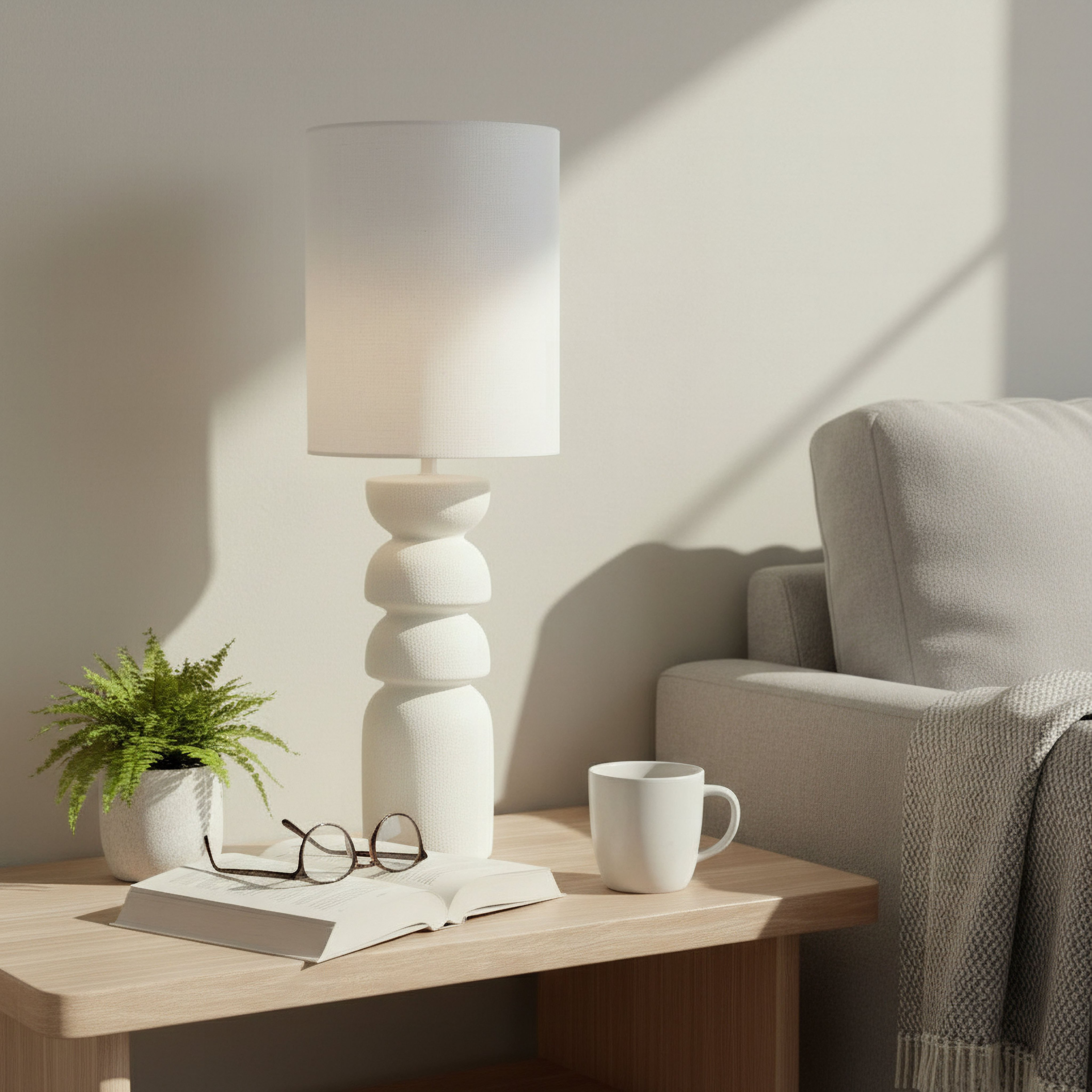 مصباح طاولة سيراميك مع غطاء كتان من ماربيلا - 24x24x67.5 سم-hbxlivingroom-lighting-tablelamps-image-4