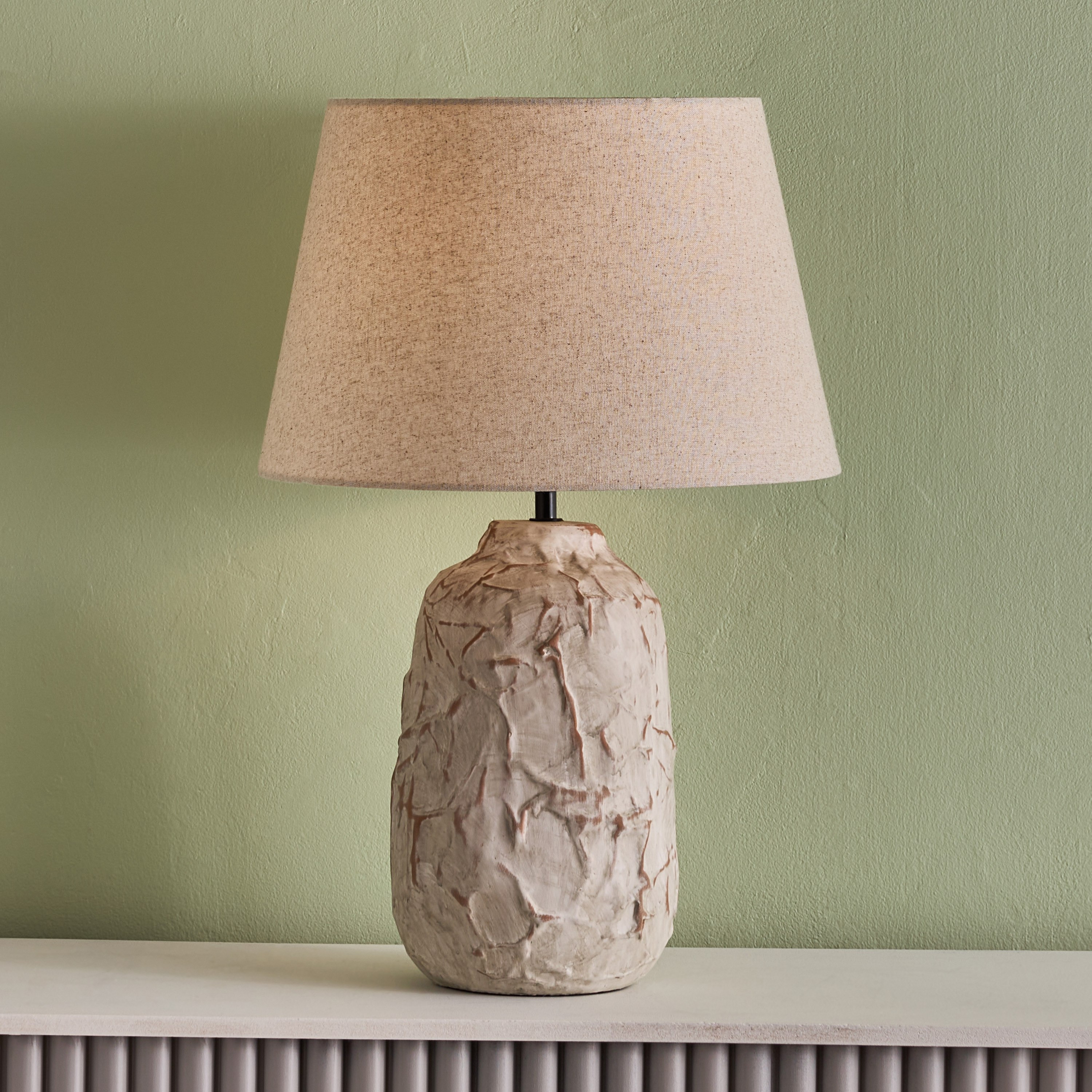 مصباح طاولة سيراميك مطلي بغطاء كتان من ماربيلا - 35x35x54 سم-hbxlivingroom-lighting-tablelamps-image-6