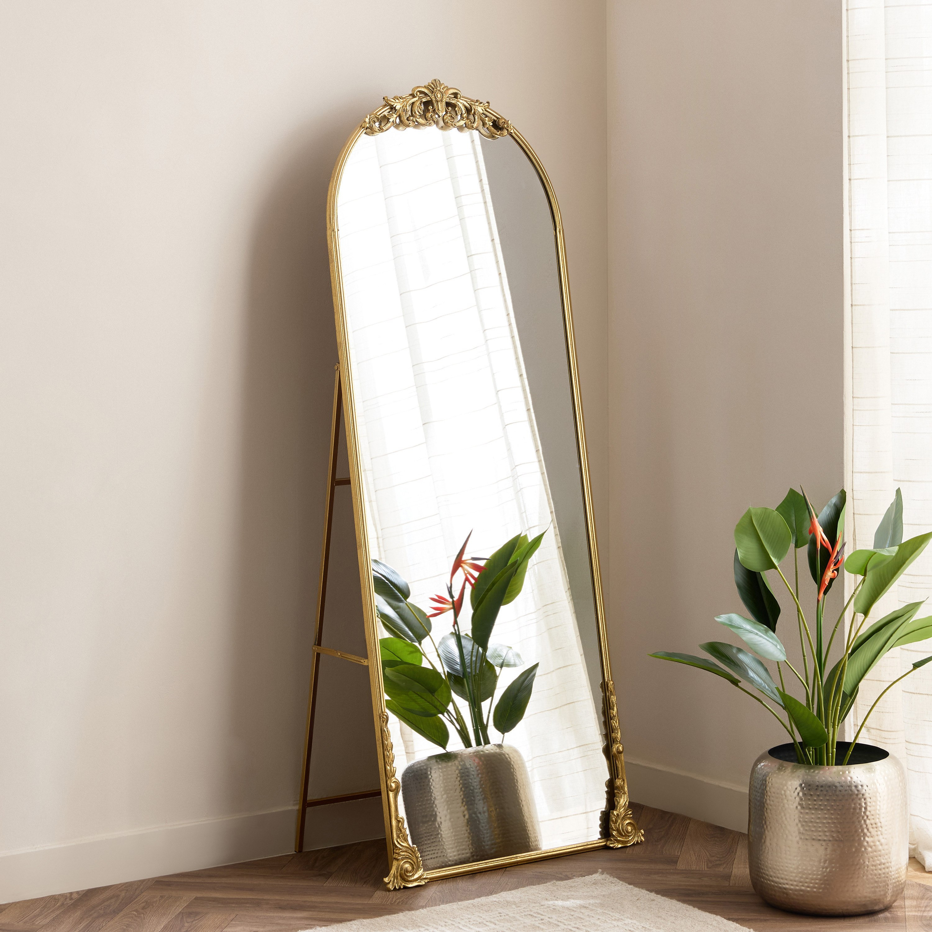 Aayra luxe Ornate Metal Stand Mirror - 68x42x170 cm-hbxhomeware-hbxdecorandfurnishings-image-5