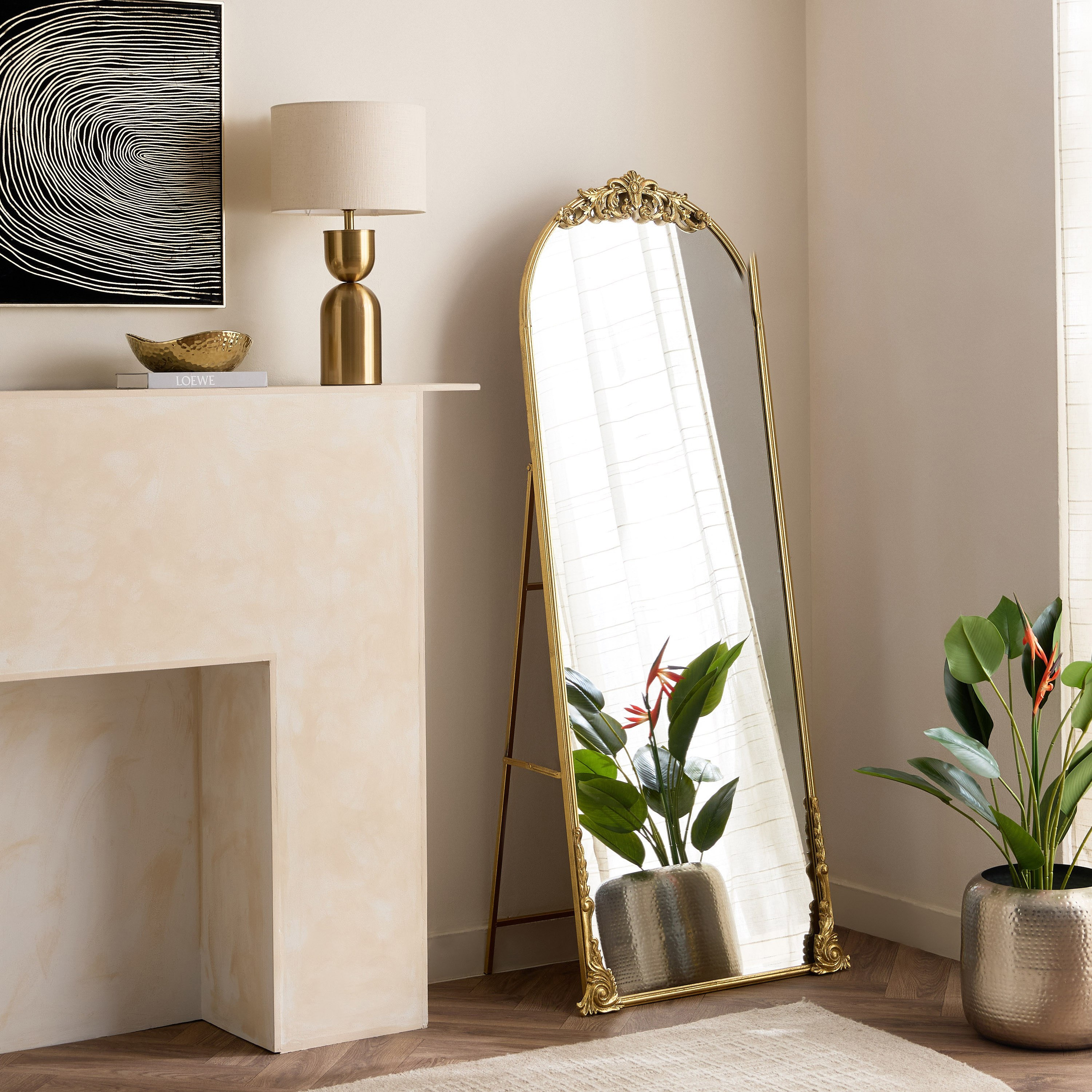Aayra luxe Ornate Metal Stand Mirror - 68x42x170 cm-hbxhomeware-hbxdecorandfurnishings-image-9