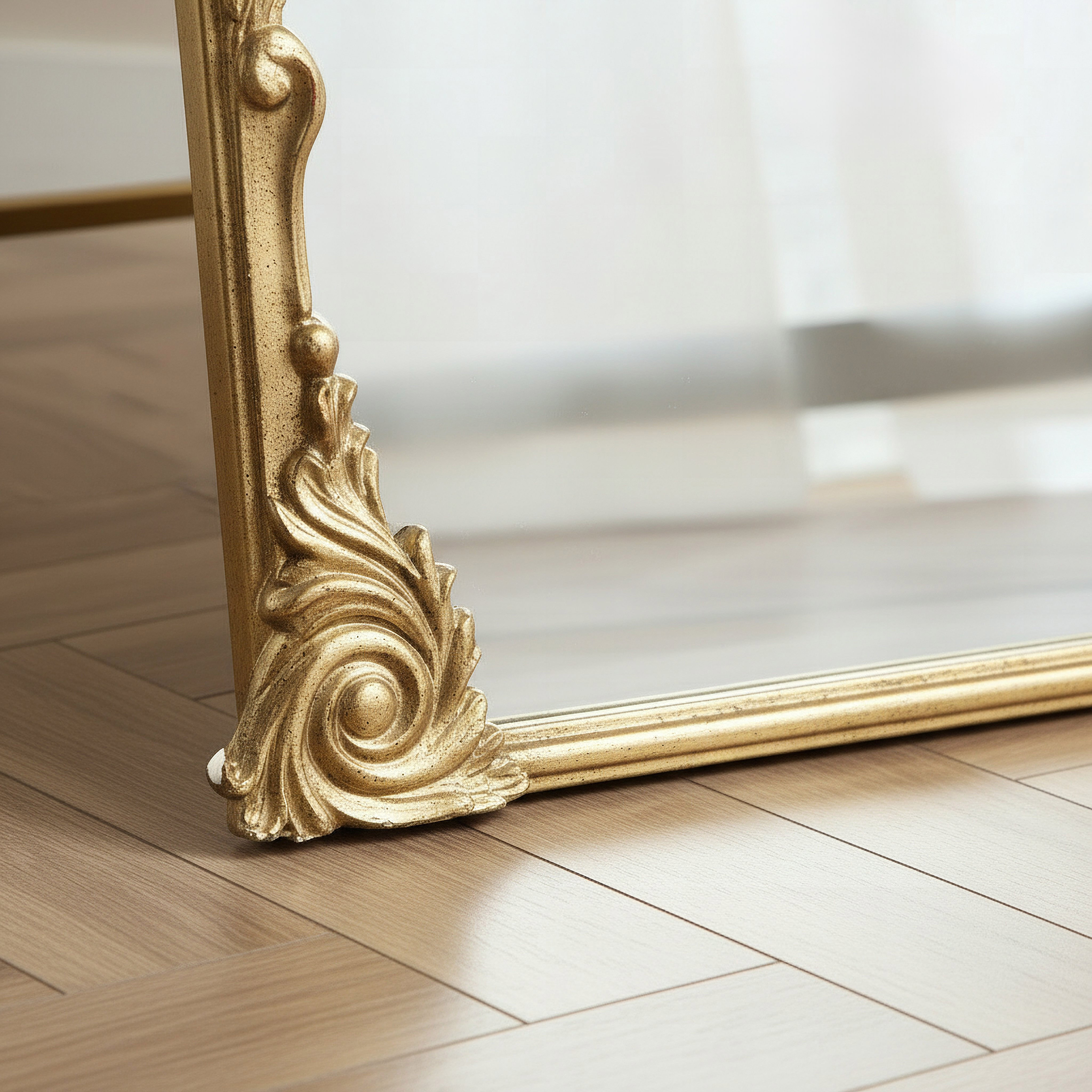 Aayra luxe Ornate Metal Stand Mirror - 68x42x170 cm-hbxhomeware-hbxdecorandfurnishings-image-3