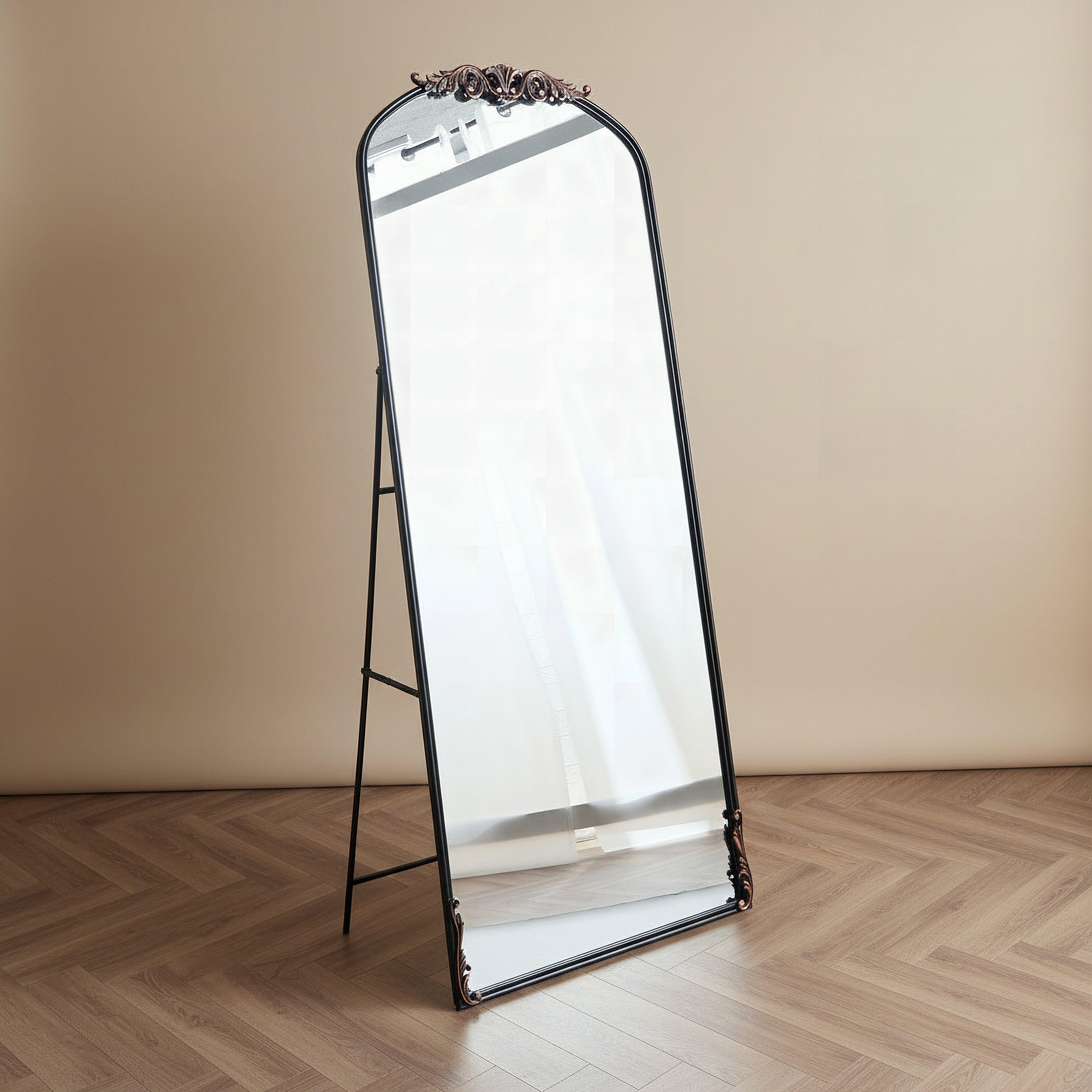 Aayra Luxe Ornate Metal Stand Mirror - 72.5x45x181 cm-hbxhomeware-hbxdecorandfurnishings-image-1
