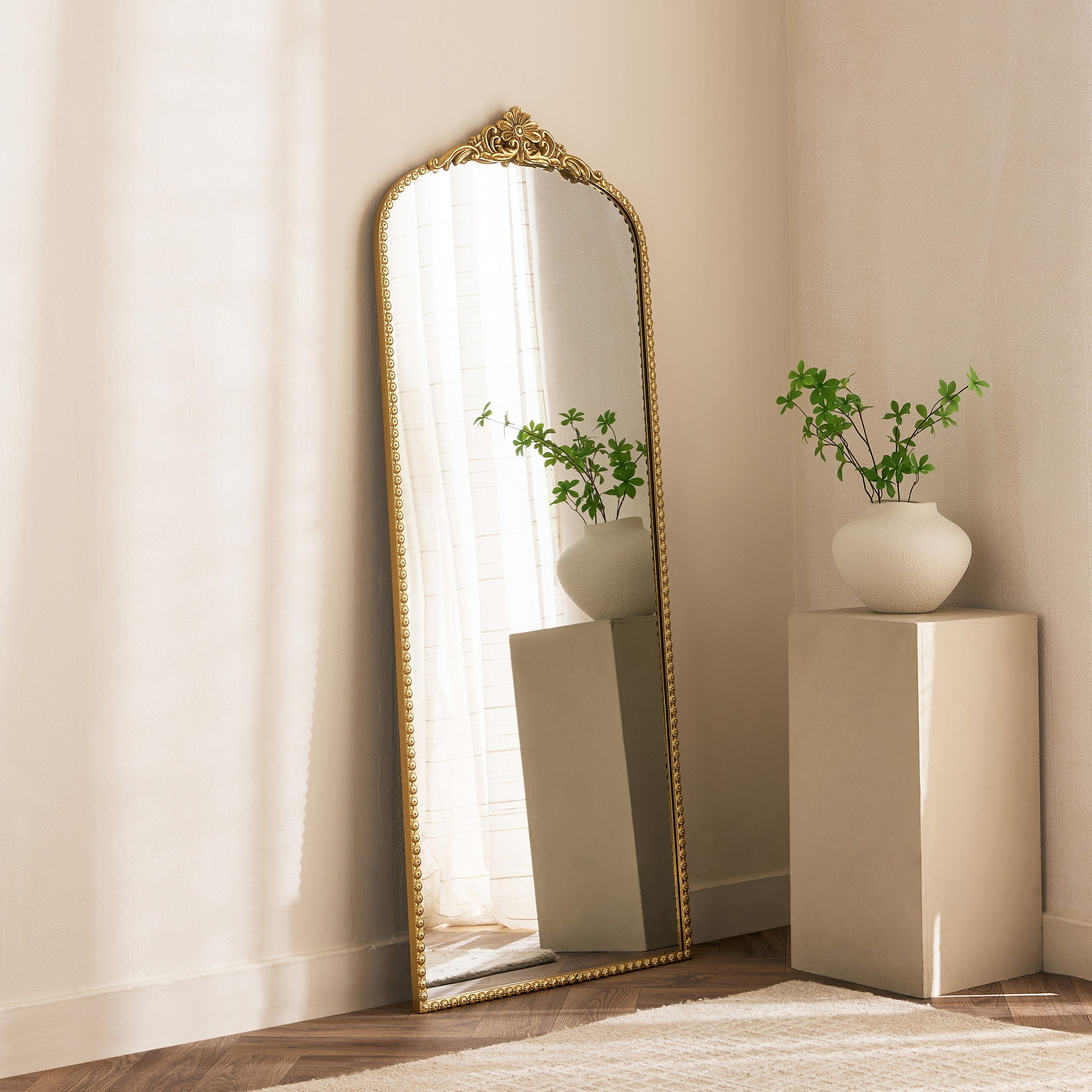 Aayra Luxe Metal Ornate Wall Mirror - 59x4x148 cm-hbxhomeware-hbxdecorandfurnishings-image-1