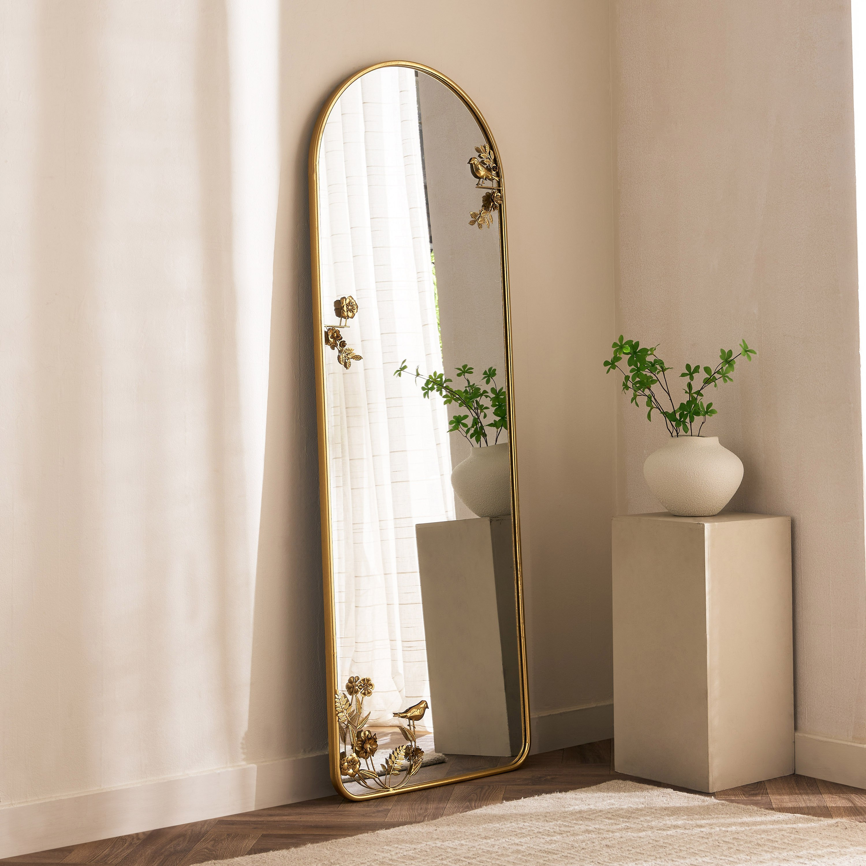 Aayra Luxe Metal Floor Mirror - 58x4x170 cm-hbxhomeware-hbxdecorandfurnishings-image-1