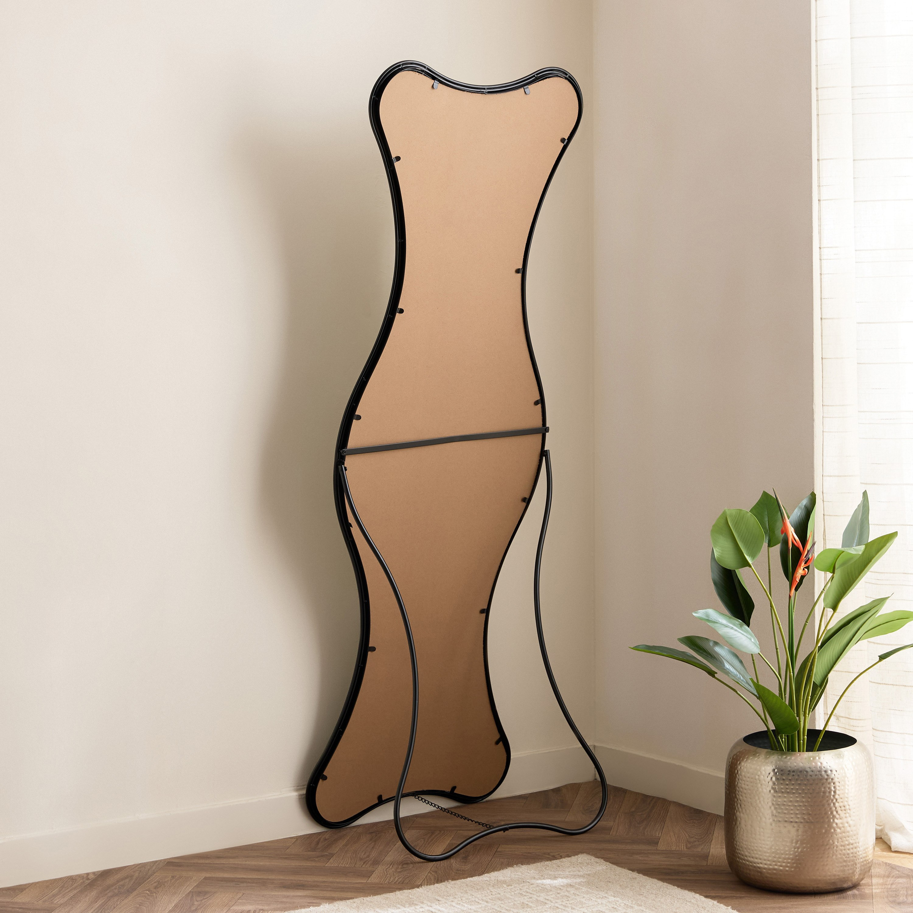Aayra Luxe Metal Wavy Stand Mirror - 58.5x41x180 cm-PROMO_HB_BAH_THRESHOLD_Homeware_100426-image-6