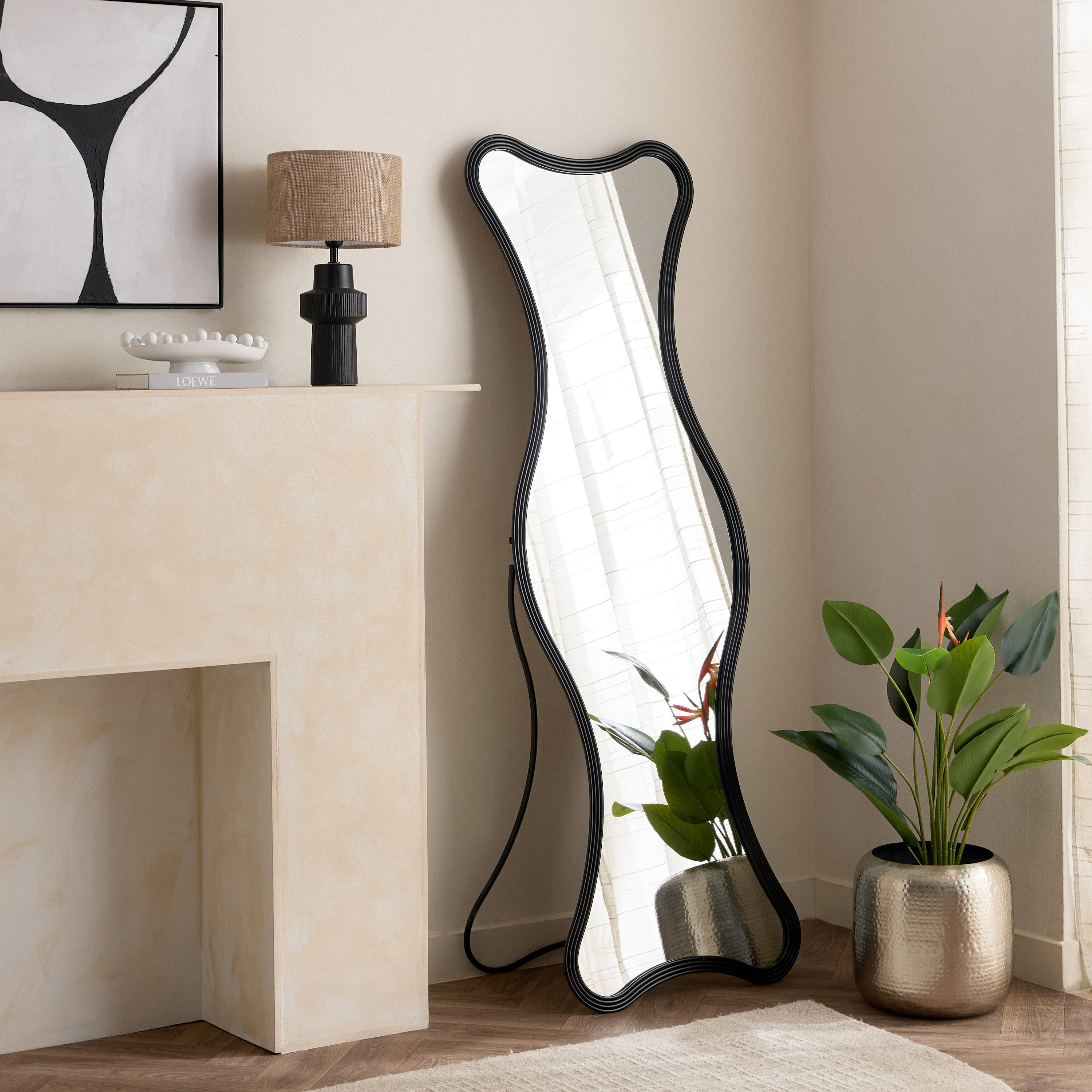 Aayra Luxe Metal Wavy Stand Mirror - 58.5x41x180 cm-PROMO_HB_BAH_THRESHOLD_Homeware_100426-image-9