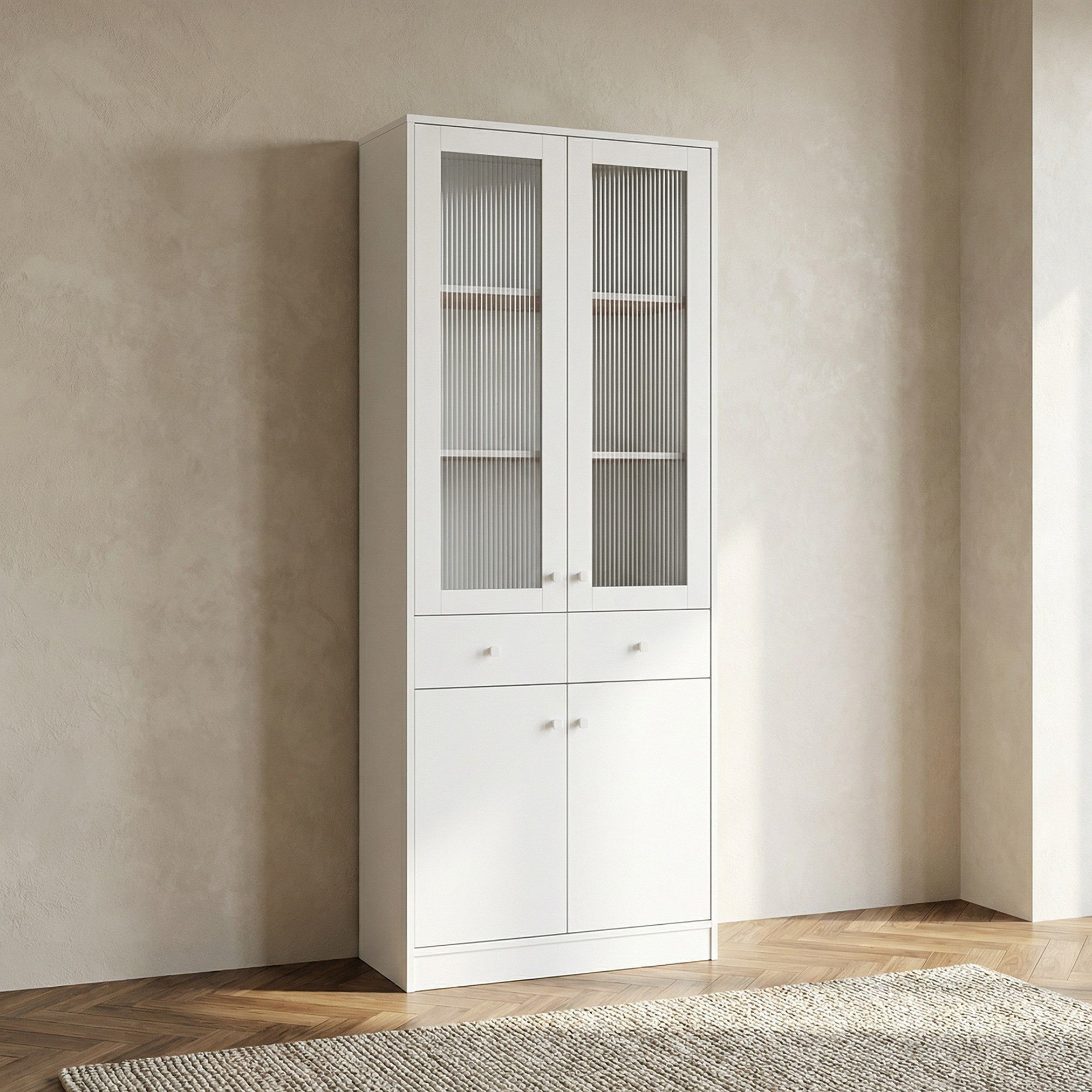 Frankfurt 6-Tier Storage Multipurpose Unit with Panel Acrylic Doors & 2 Drawers-hbxfurniture-office-bookcases-image-1