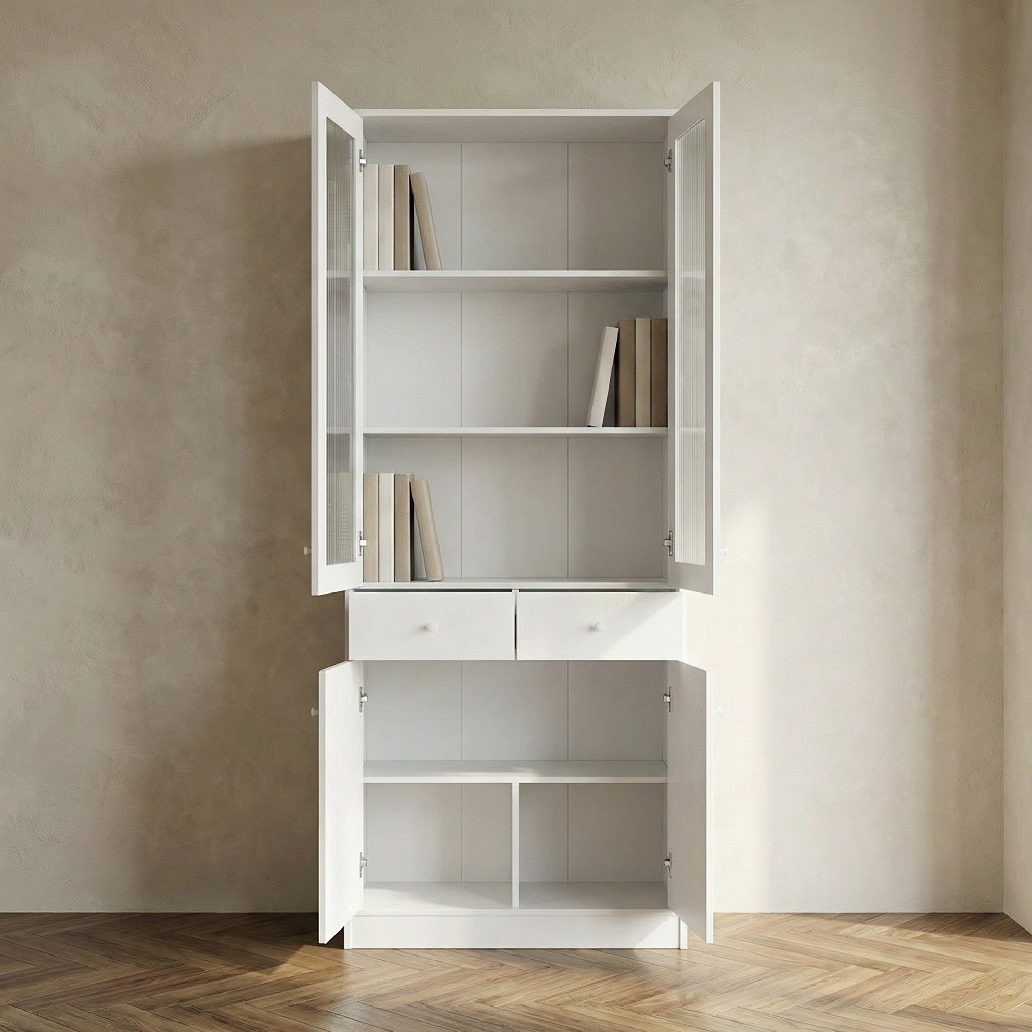 Frankfurt 6-Tier Storage Multipurpose Unit with Panel Acrylic Doors & 2 Drawers-hbxfurniture-office-bookcases-image-3