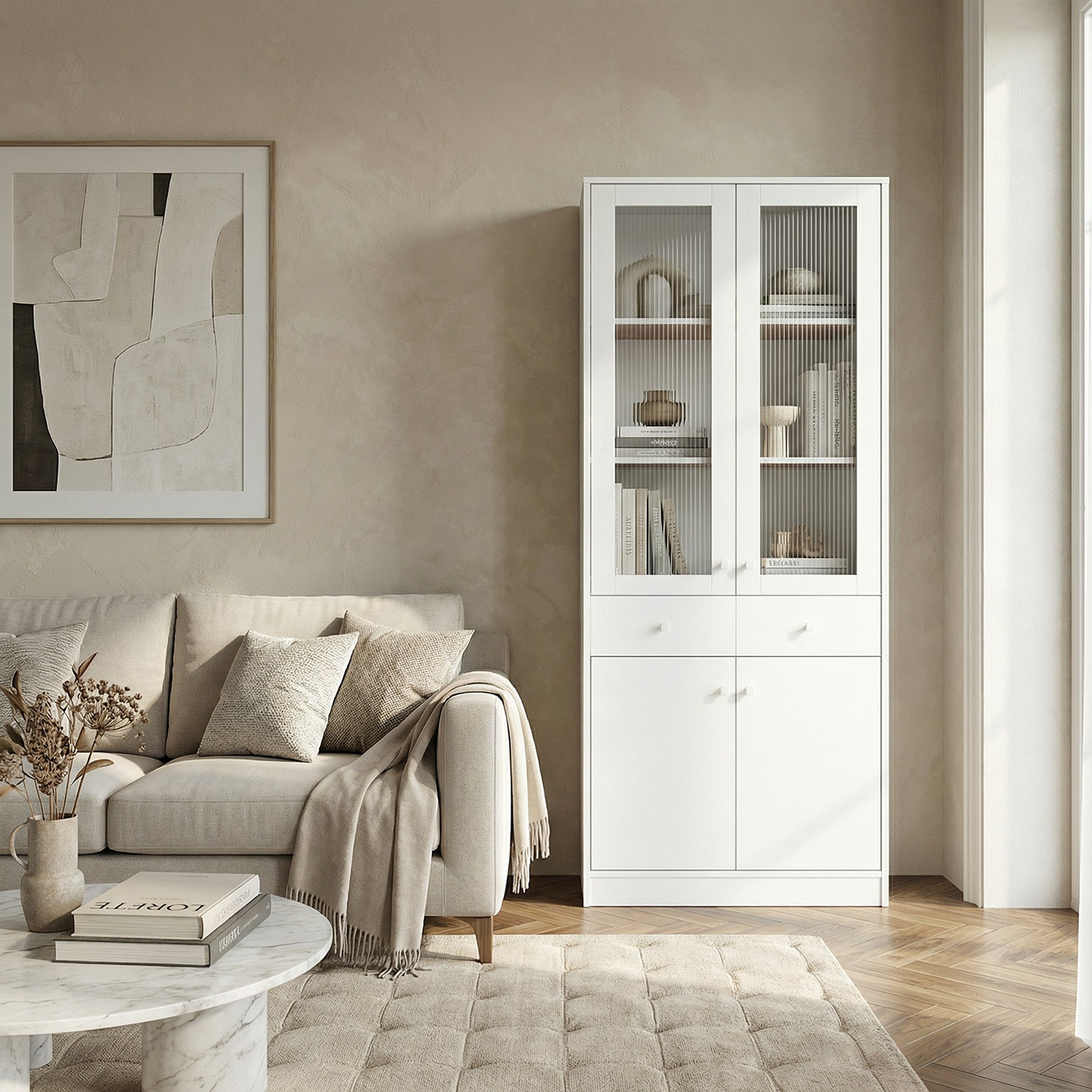 Frankfurt 6-Tier Storage Multipurpose Unit with Panel Acrylic Doors & 2 Drawers-hbxfurniture-office-bookcases-image-6