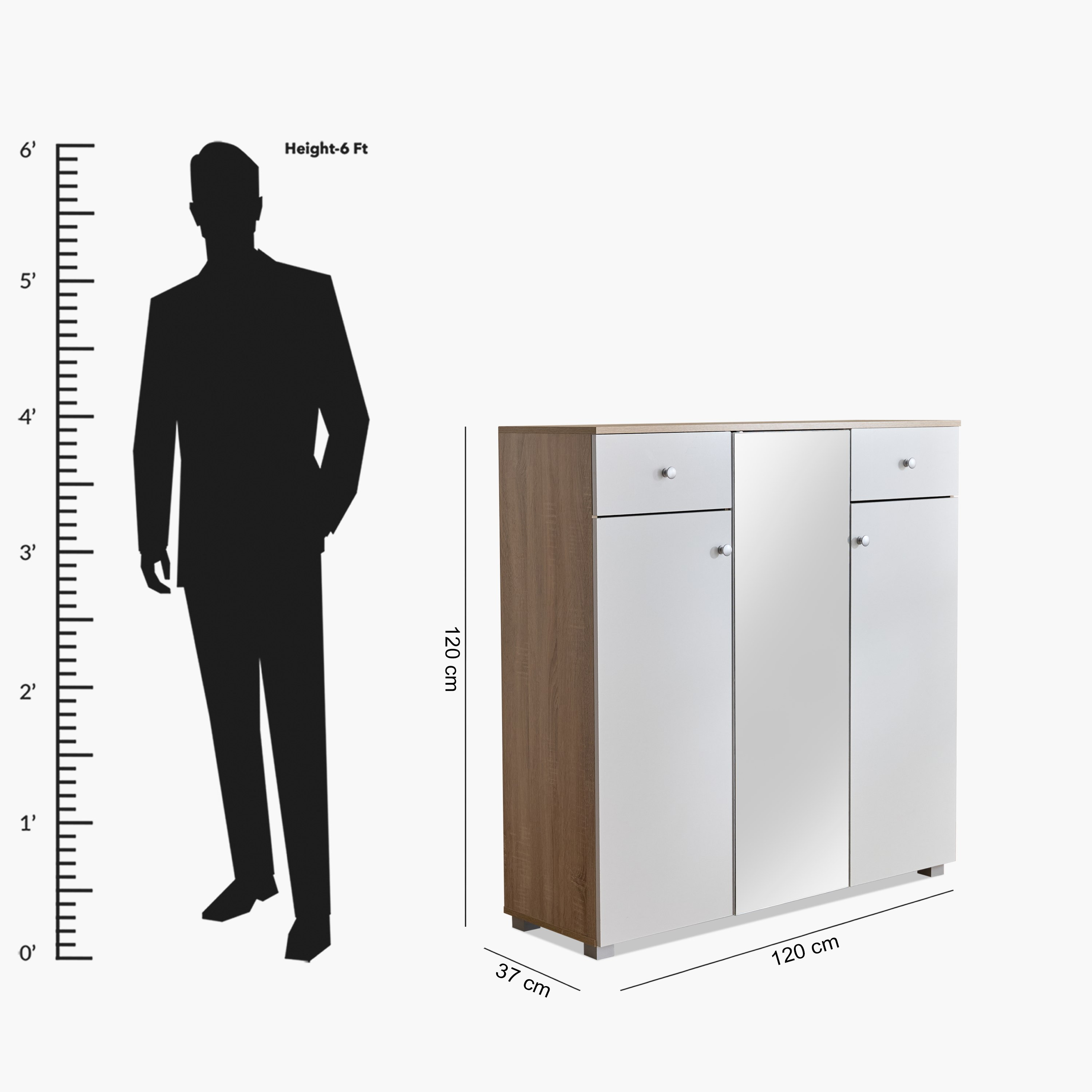 Alford Patara 32-Pair 3-Door Shoe Cabinet with 2-Drawer and Mirror-hbxbedroom-shoecabinetsandracks-image-13