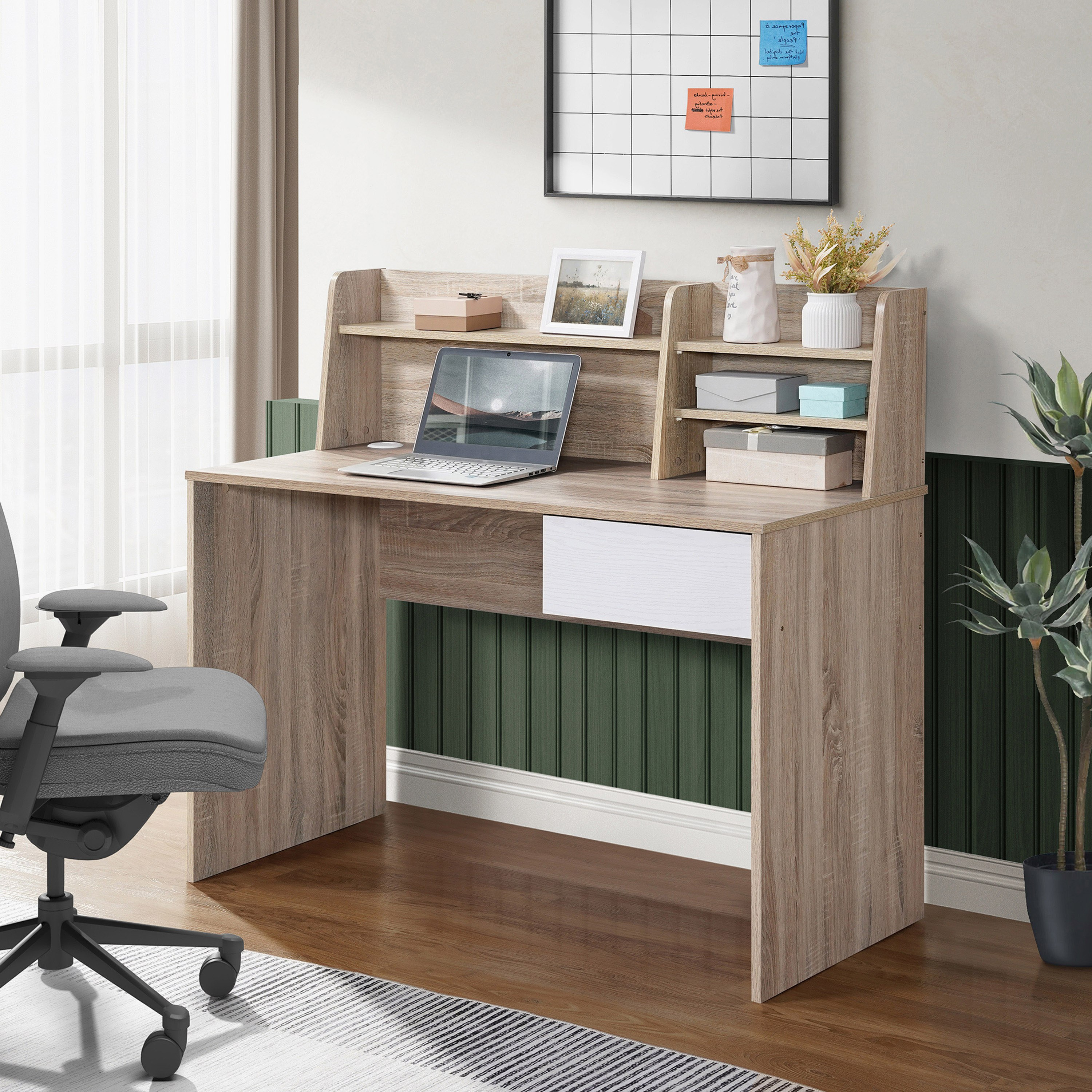 Alford Luxor 1-Drawer Study Desk with Hutch-hbxfurniture-office-desks-image-1