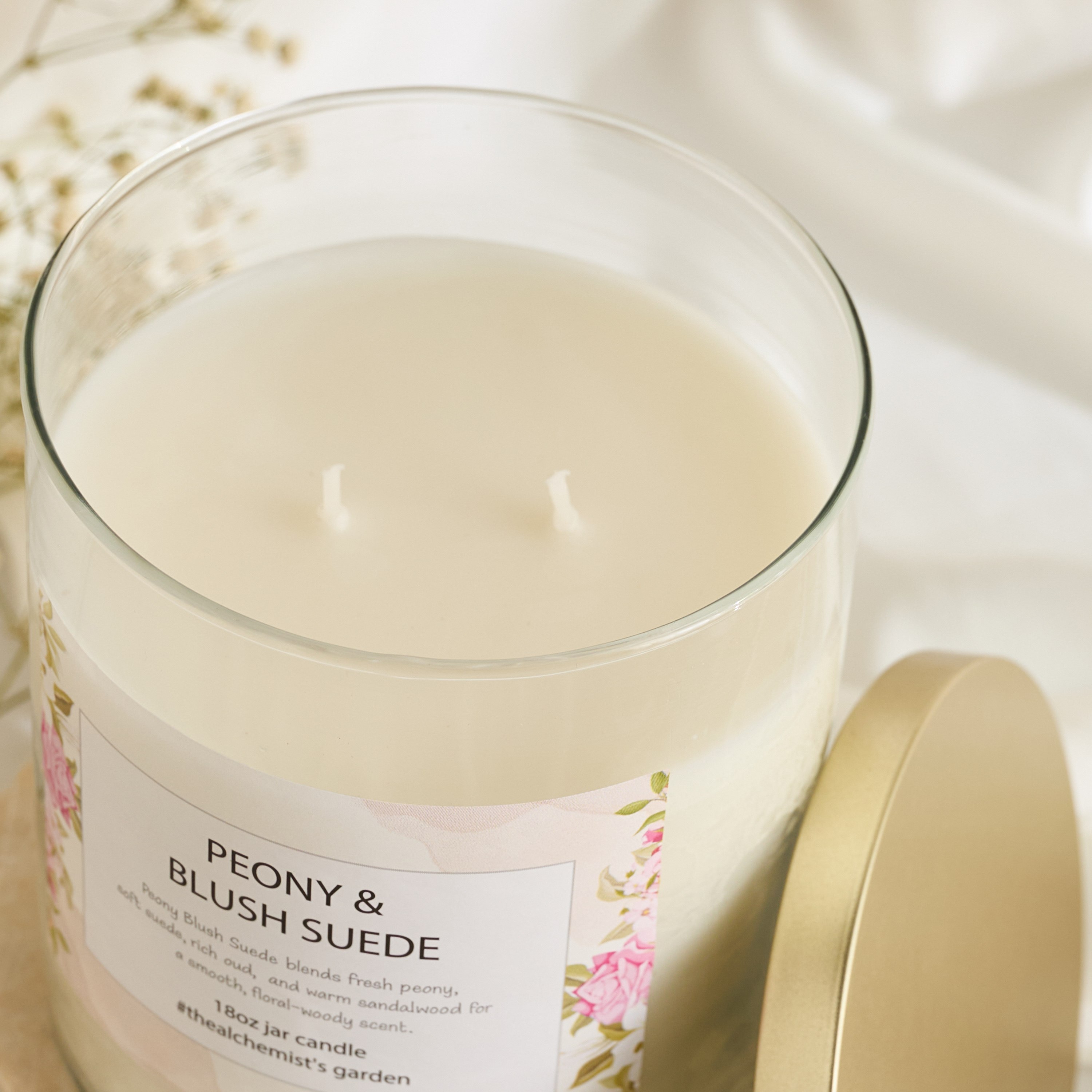 Aure Blown 510 g Peony and Blush Suede Jar Candle with Metal Lid - 10.7x13.2 cm-hbxlivingroom-decorandaccessories-candles-image-7