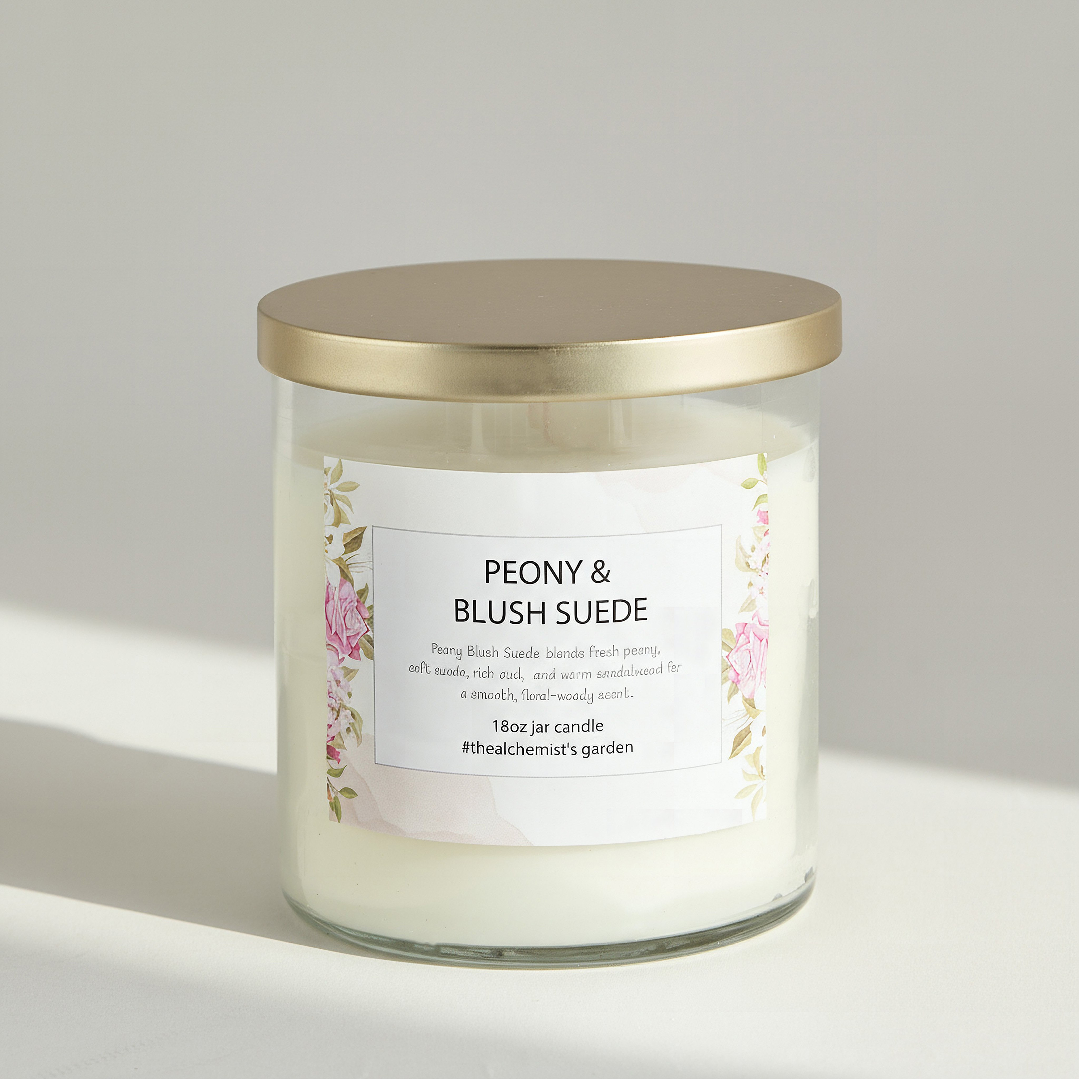 Aure Blown 510 g Peony and Blush Suede Jar Candle with Metal Lid - 10.7x13.2 cm-hbxlivingroom-decorandaccessories-candles-image-1