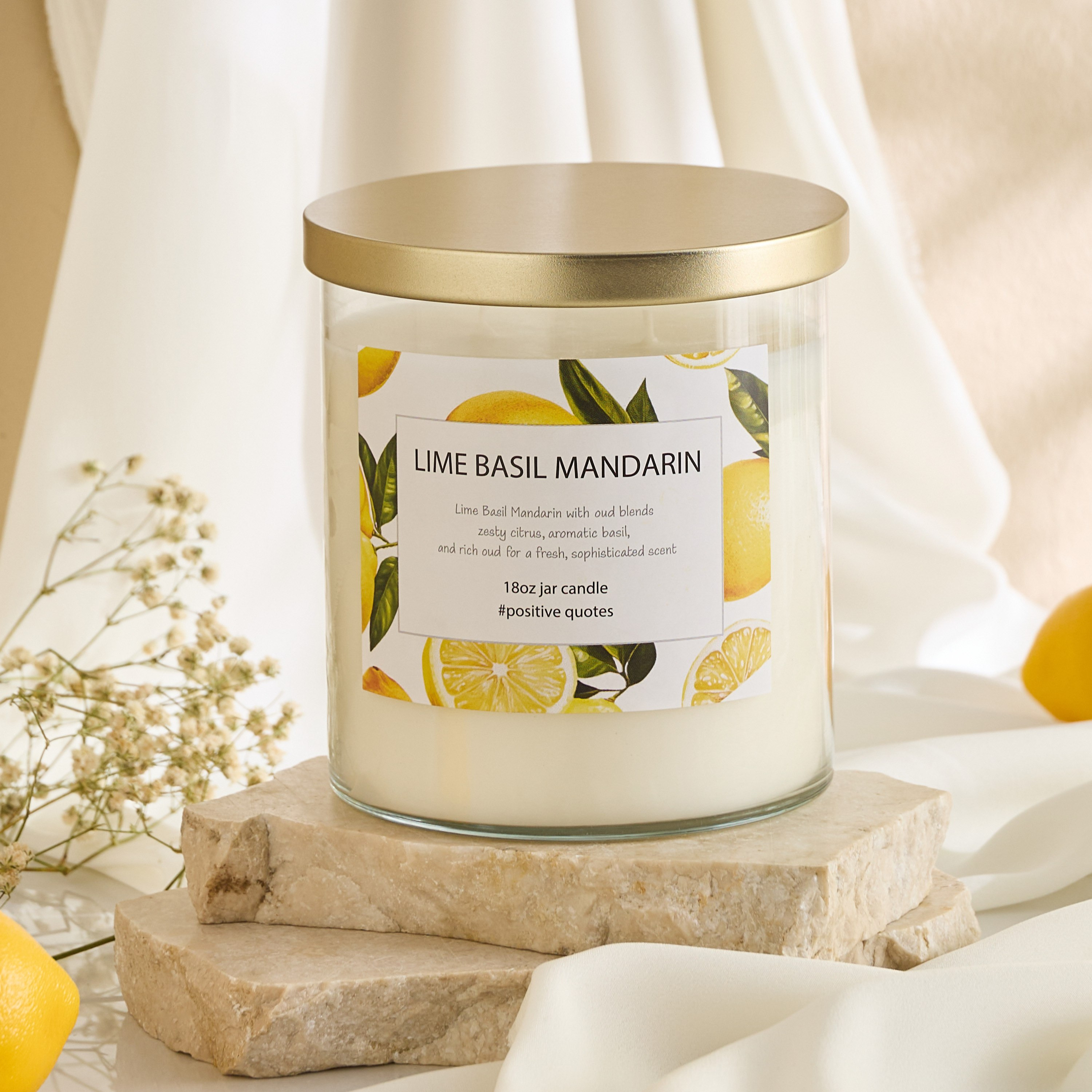 Aure Blown 510 g Lime Basil Mandarin Jar Candle with Metal Lid - 10.7x13.2 cm-hbxlivingroom-decorandaccessories-candles-image-5
