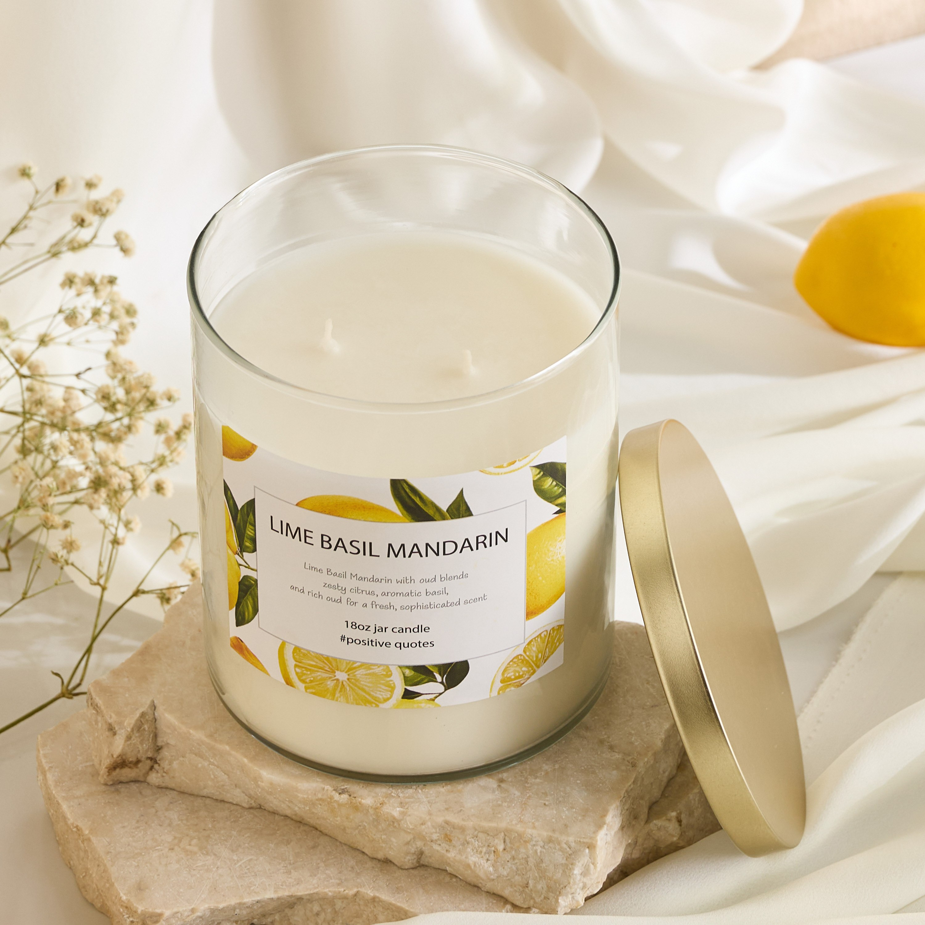 Aure Blown 510 g Lime Basil Mandarin Jar Candle with Metal Lid - 10.7x13.2 cm-hbxlivingroom-decorandaccessories-candles-image-6