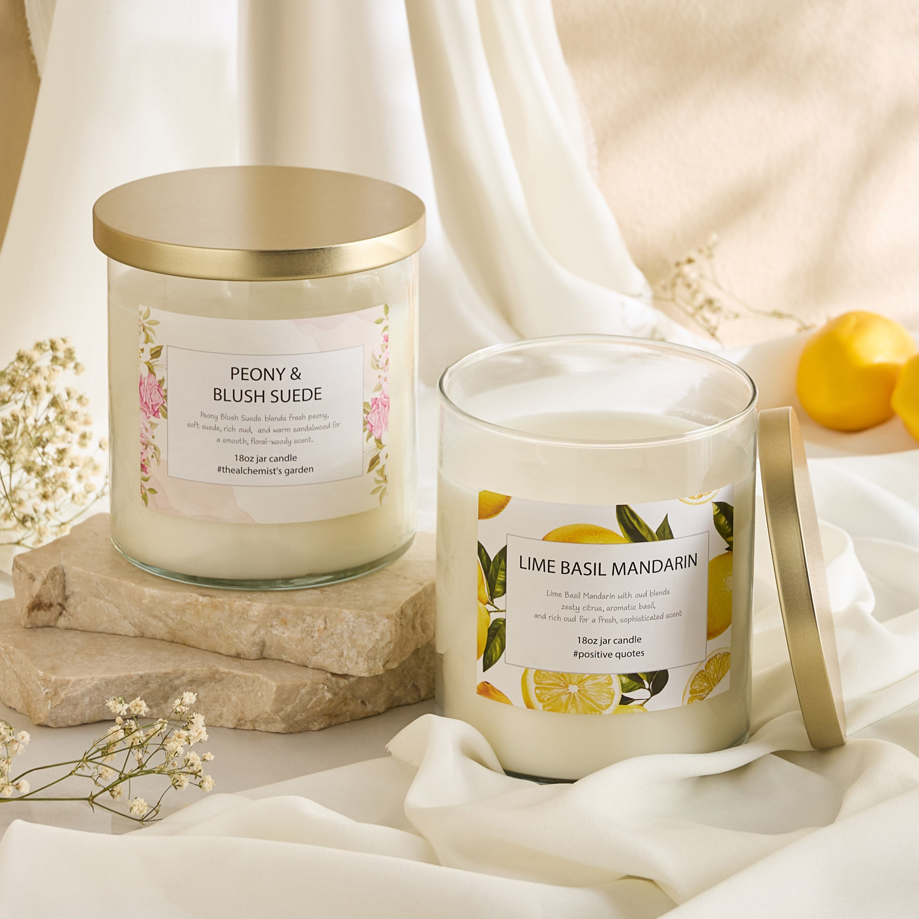 Aure Blown 510 g Lime Basil Mandarin Jar Candle with Metal Lid - 10.7x13.2 cm-hbxlivingroom-decorandaccessories-candles-image-8