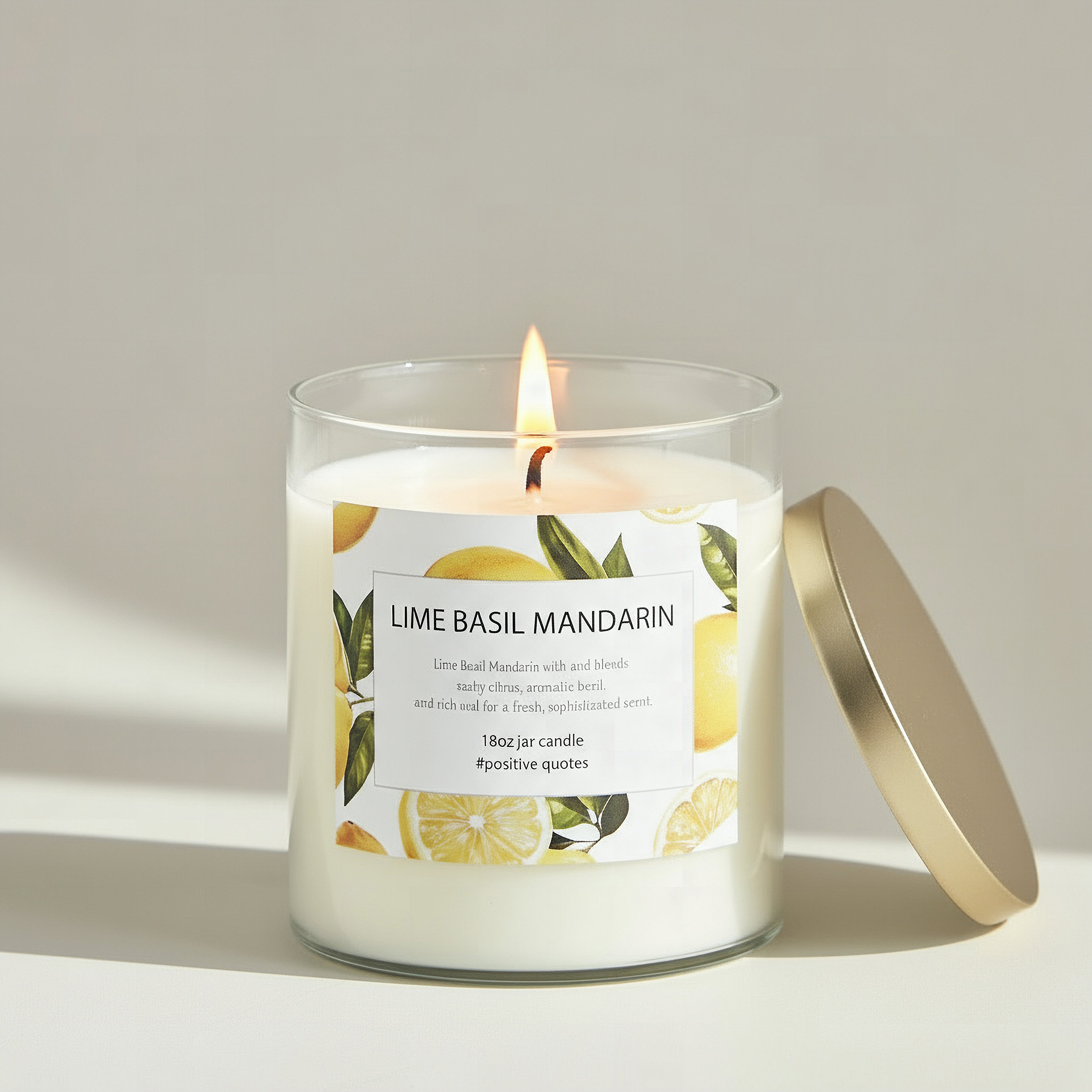 Aure Blown 510 g Lime Basil Mandarin Jar Candle with Metal Lid - 10.7x13.2 cm-hbxlivingroom-decorandaccessories-candles-image-2