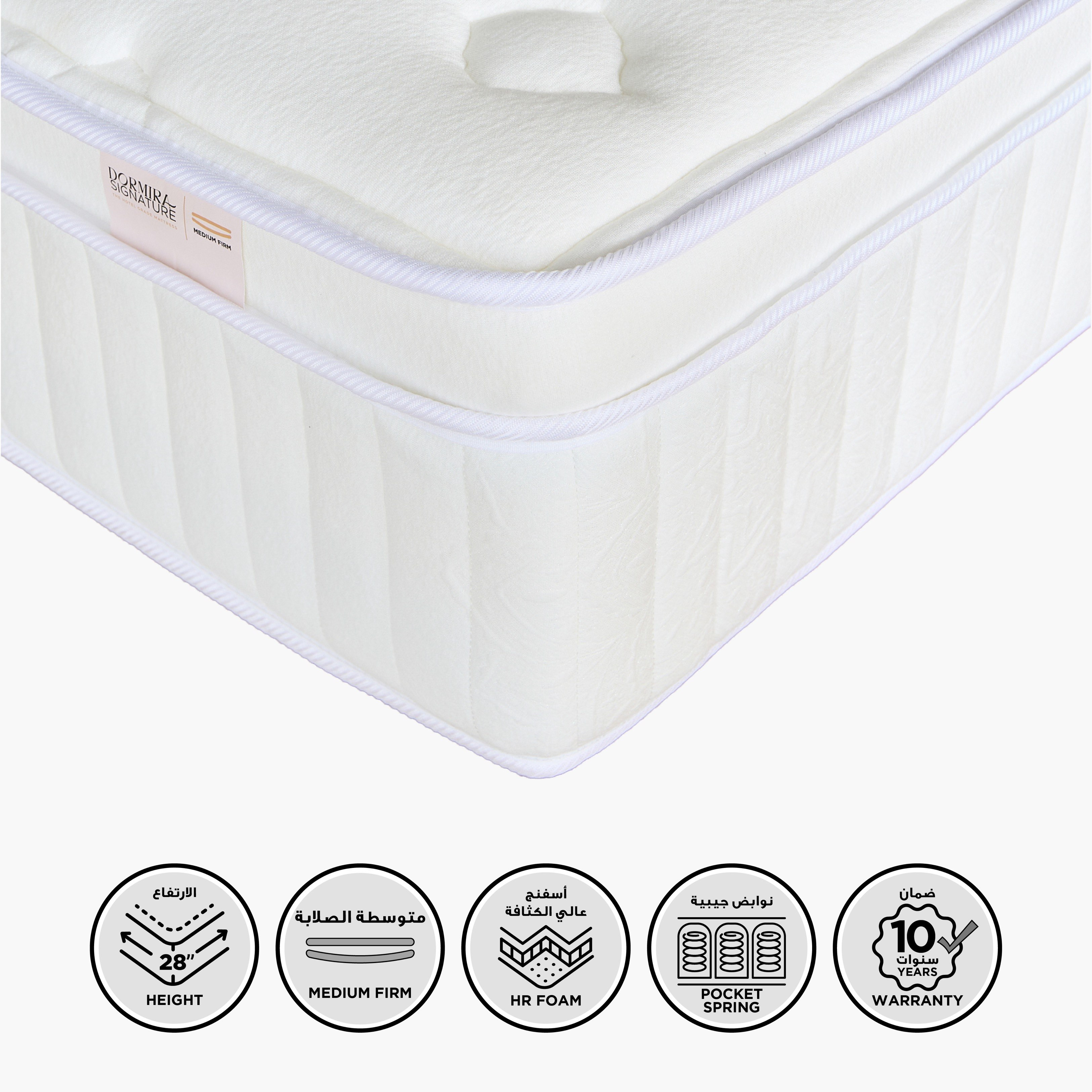 i-Dormira Signature Hotel Collection HR Foam Medium Firm Pocket Spring Mattress - 180x200x28cm-hbxfurniture-mattresses-king-image-1