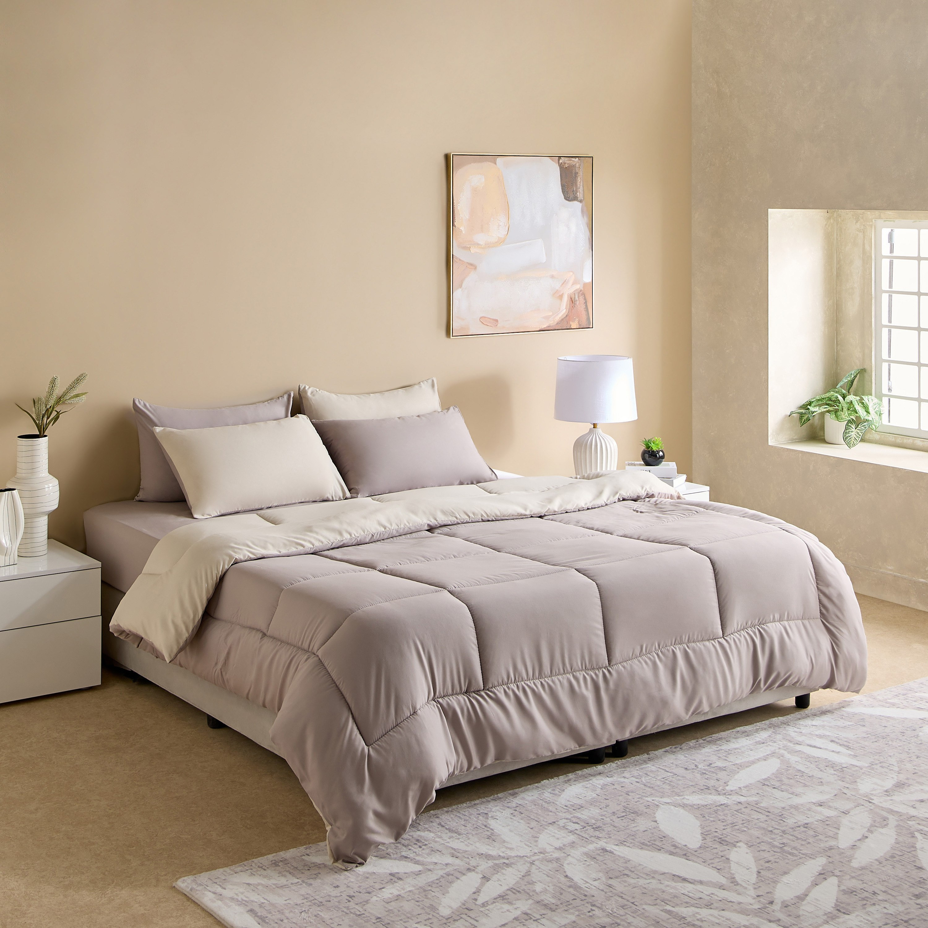 طقم لحاف كوين من الألياف الدقيقة قابل للعكس 6 قطع من لونو سليب إيزي هوتيل - 200×230 سم-hbxhomeware-hbxbedroom-image-2