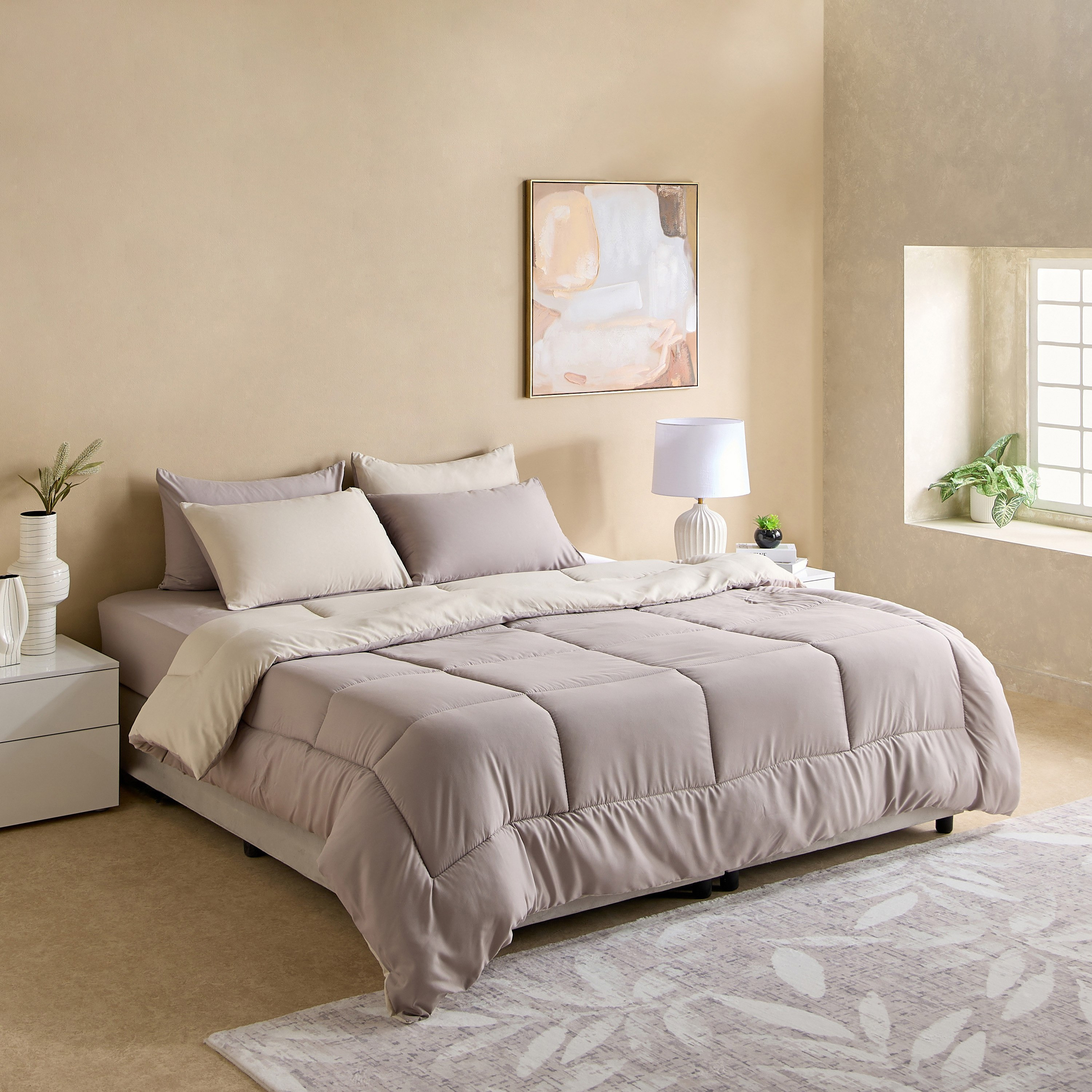 Luno Sleep Ease Hotel Collection 6-Piece Reversible Microfibre King BIAB Comforter Set - 220x240 cm-hbxhomeware-hbxbedroom-image-2