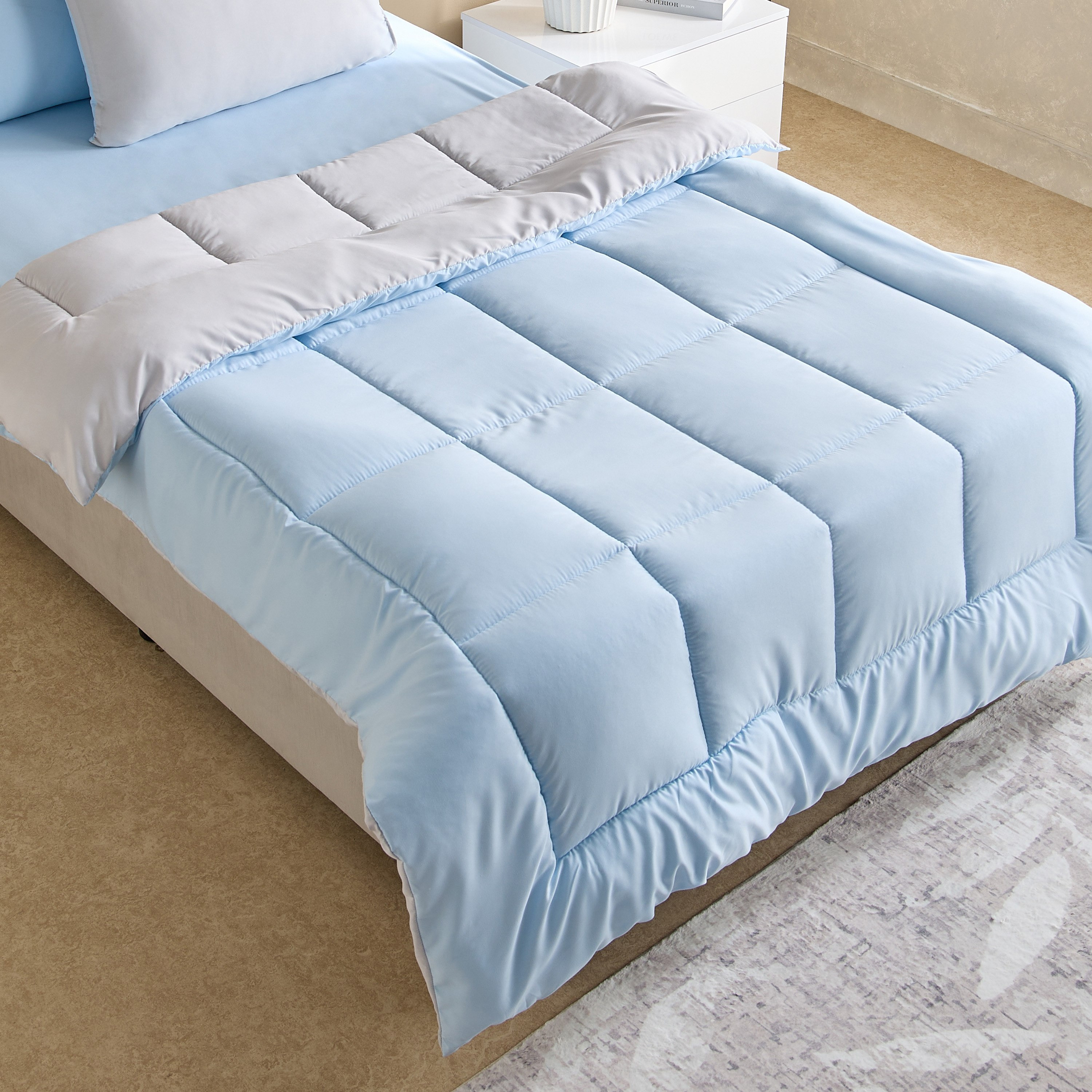 Luno Sleep Ease Hotel Collection 4-Piece Reversible Microfibre Twin BIAB Comforter Set - 160x220 cm-hbxhomeware-hbxbedroom-image-4